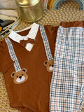 Conjunto 2 piezas marrón a cuadros