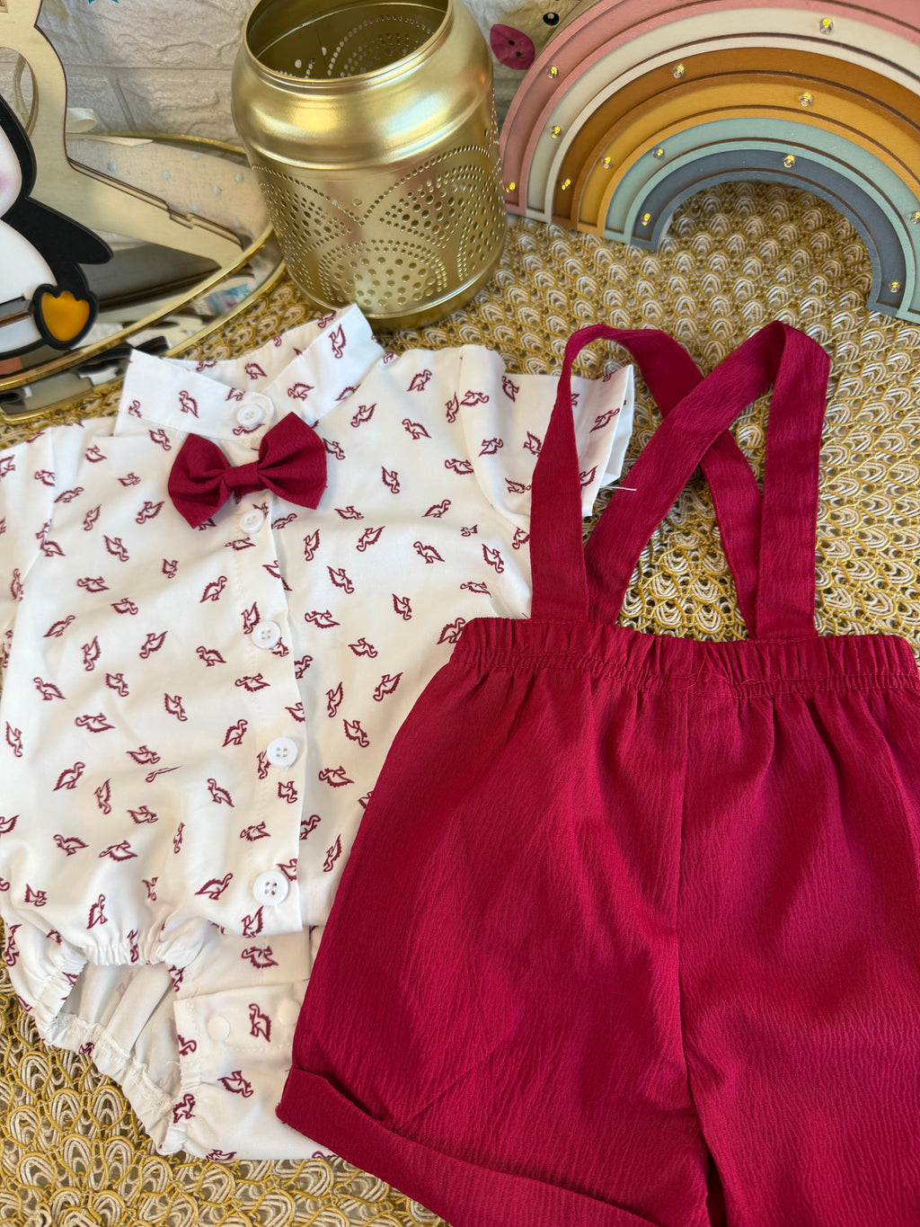 Conjunto 2 piezas rojo dinosaurio