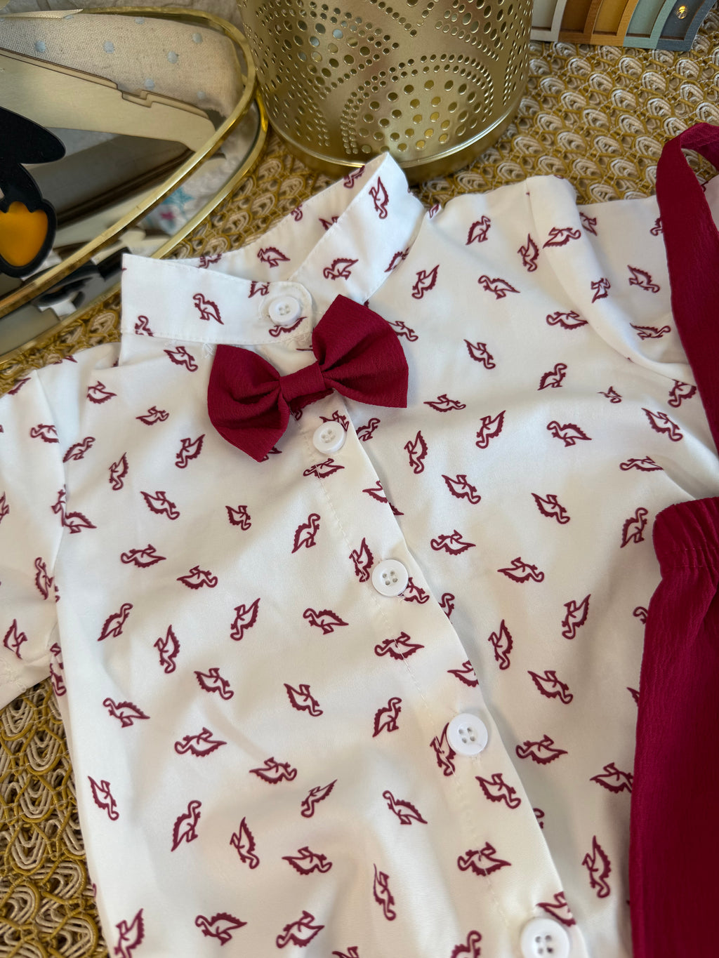 Conjunto 2 piezas rojo dinosaurio