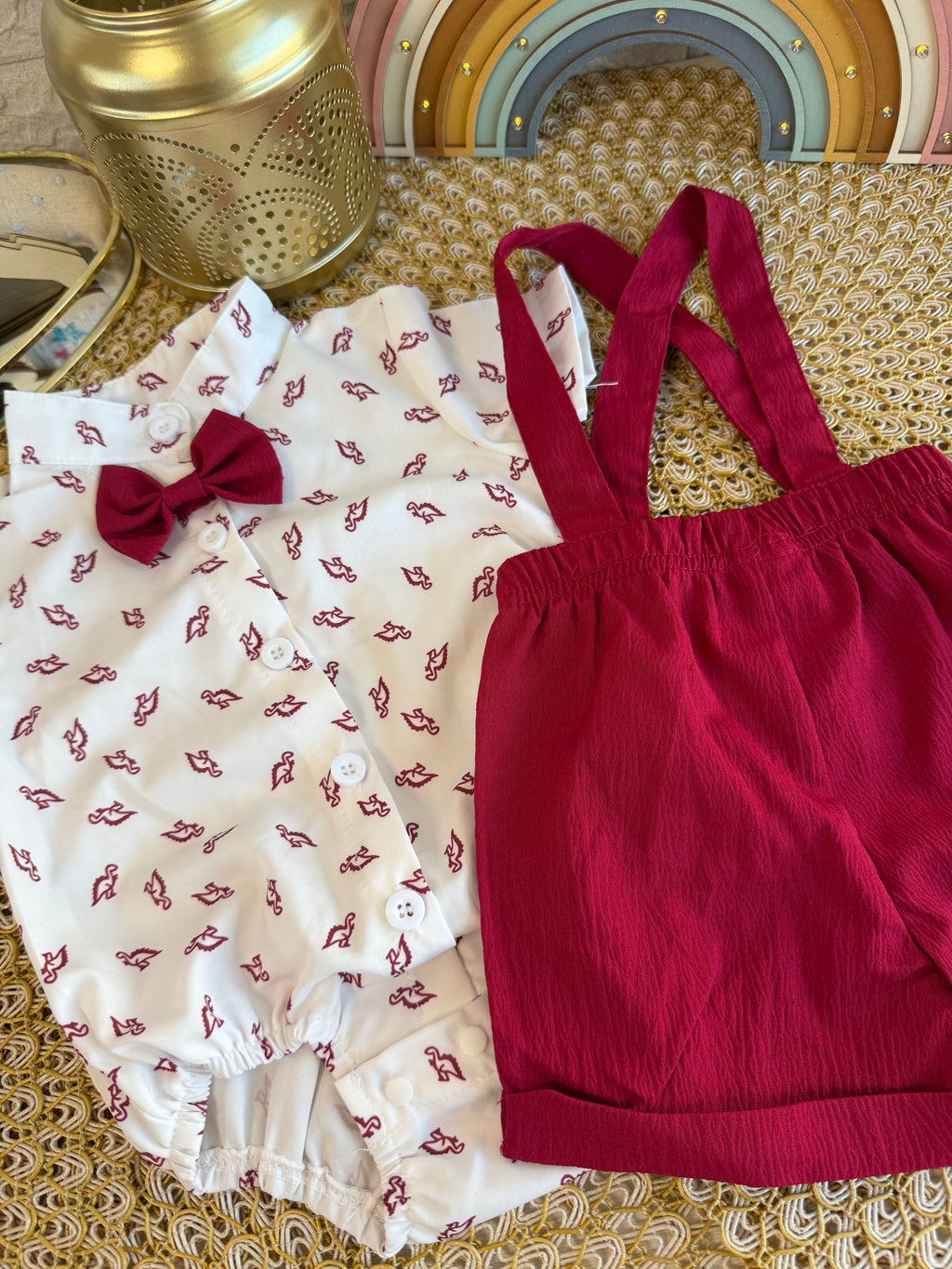 Conjunto 2 piezas rojo dinosaurio
