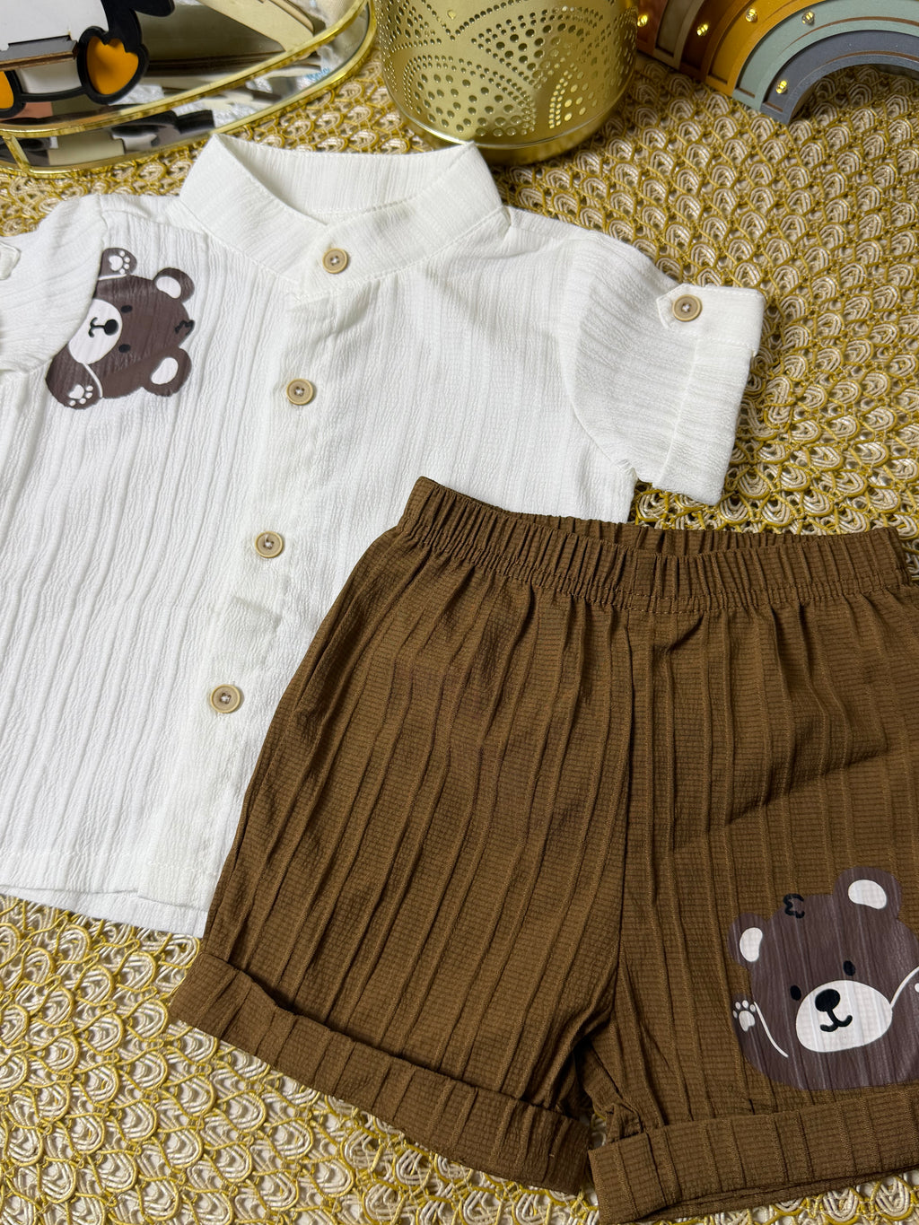 Conjunto 2 piezas polo y short marrón