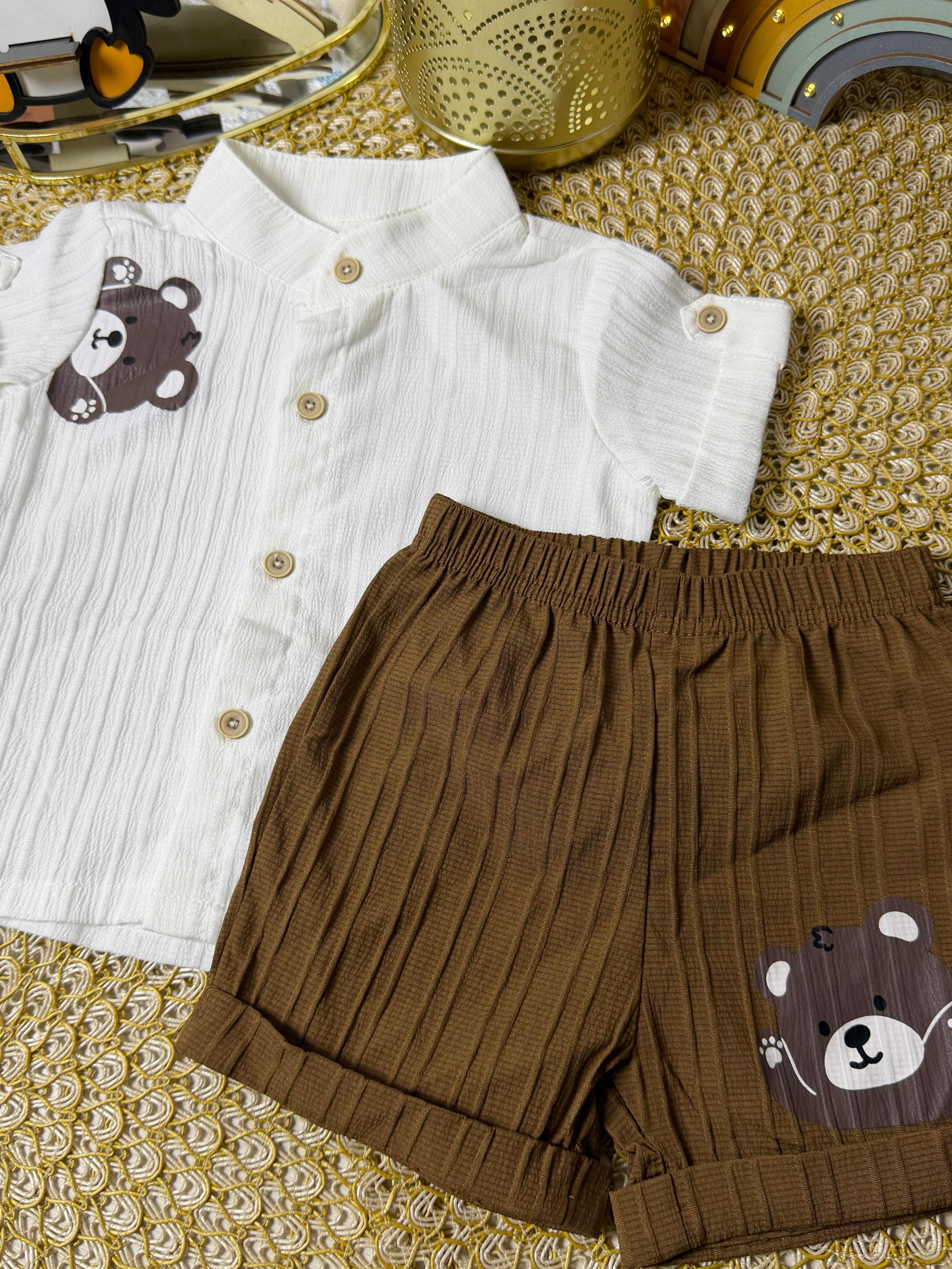 Conjunto 2 piezas polo y short marrón