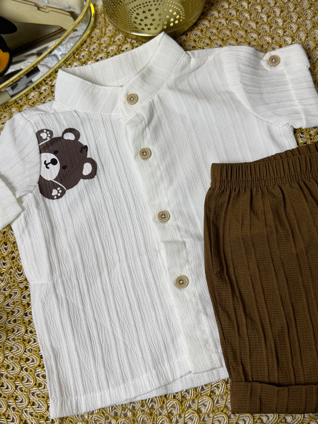 Conjunto 2 piezas polo y short marrón