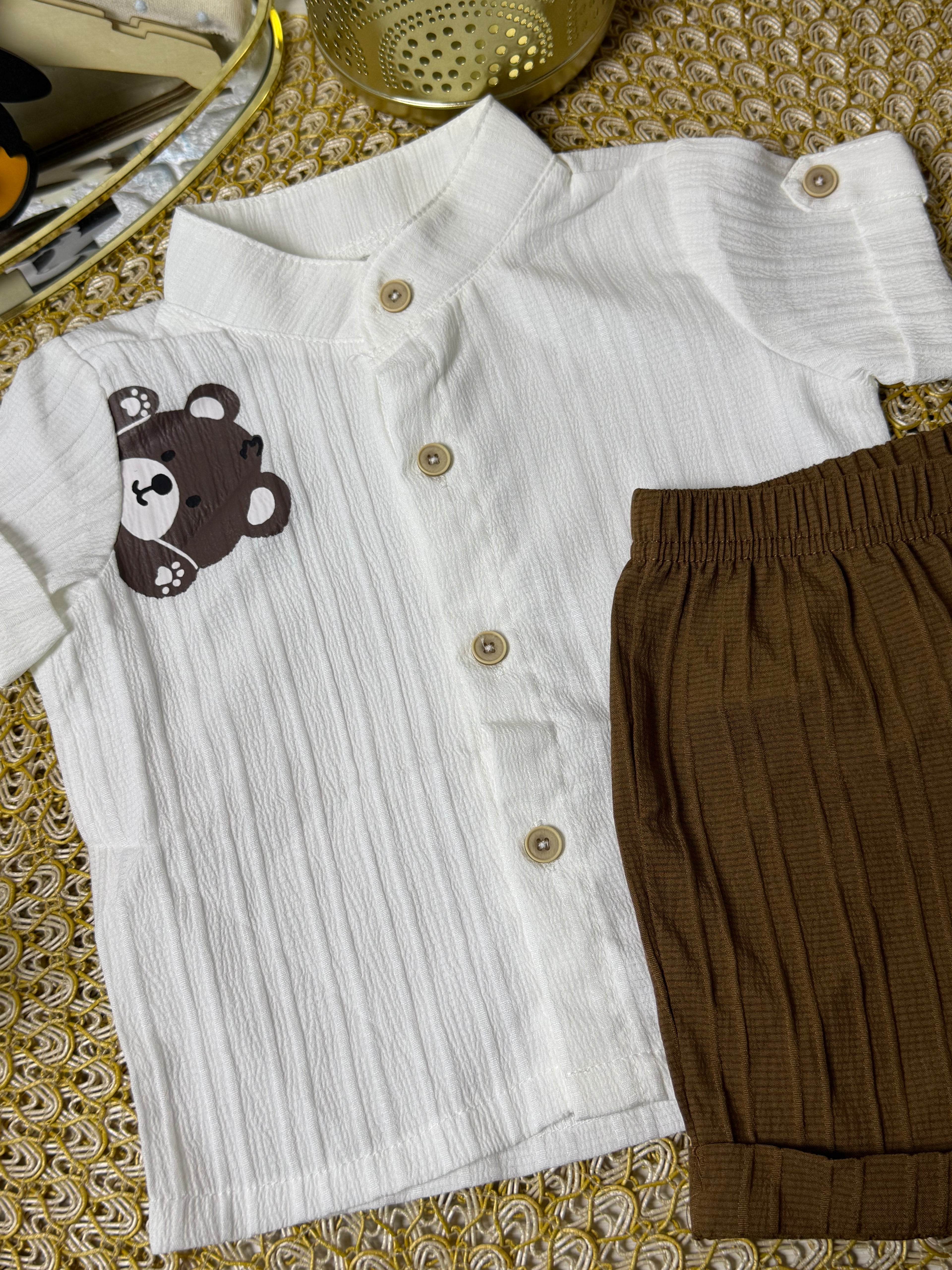Conjunto 2 piezas polo y short marrón