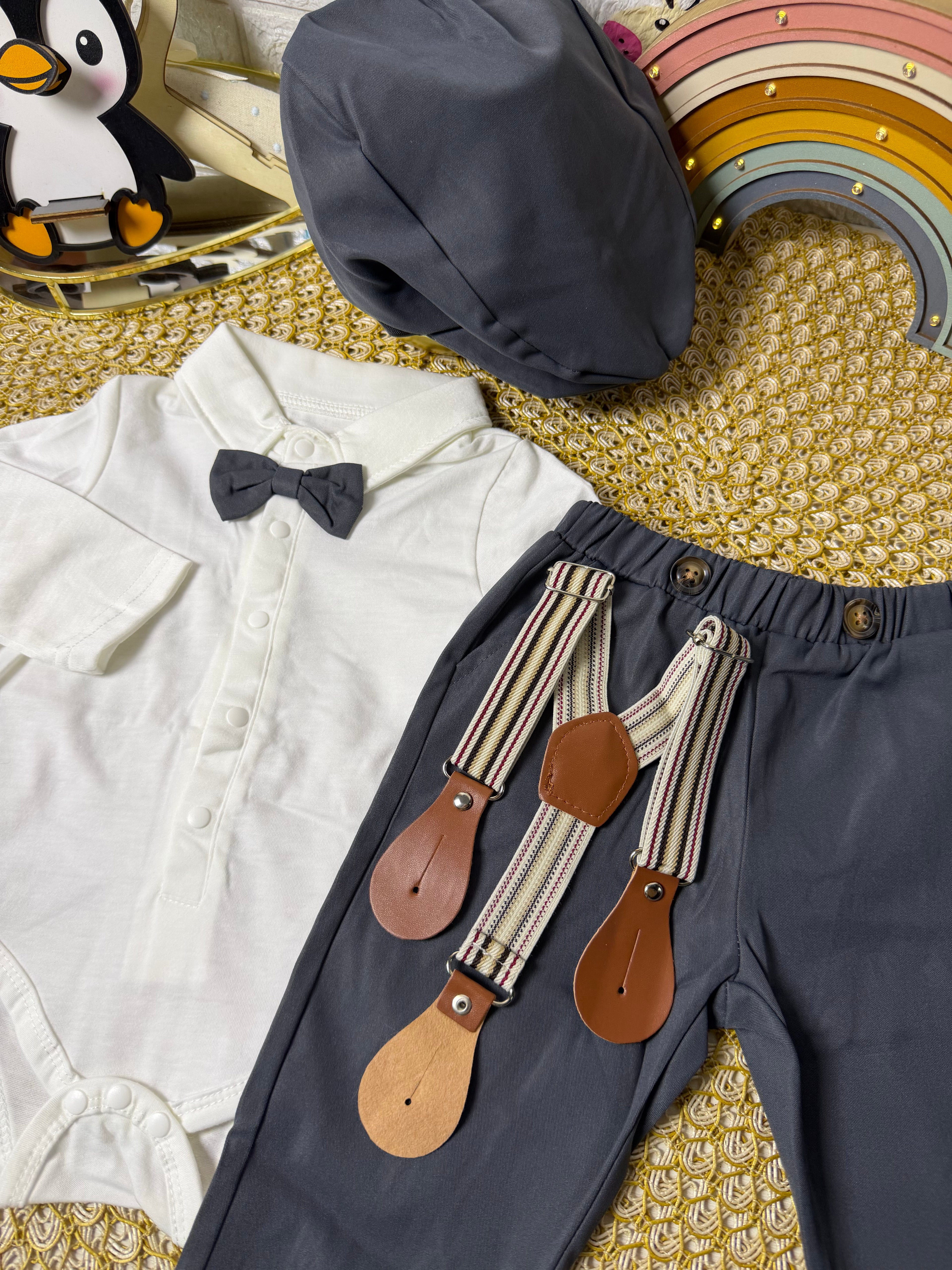 Conjunto 3 piezas gris oscuro elegante