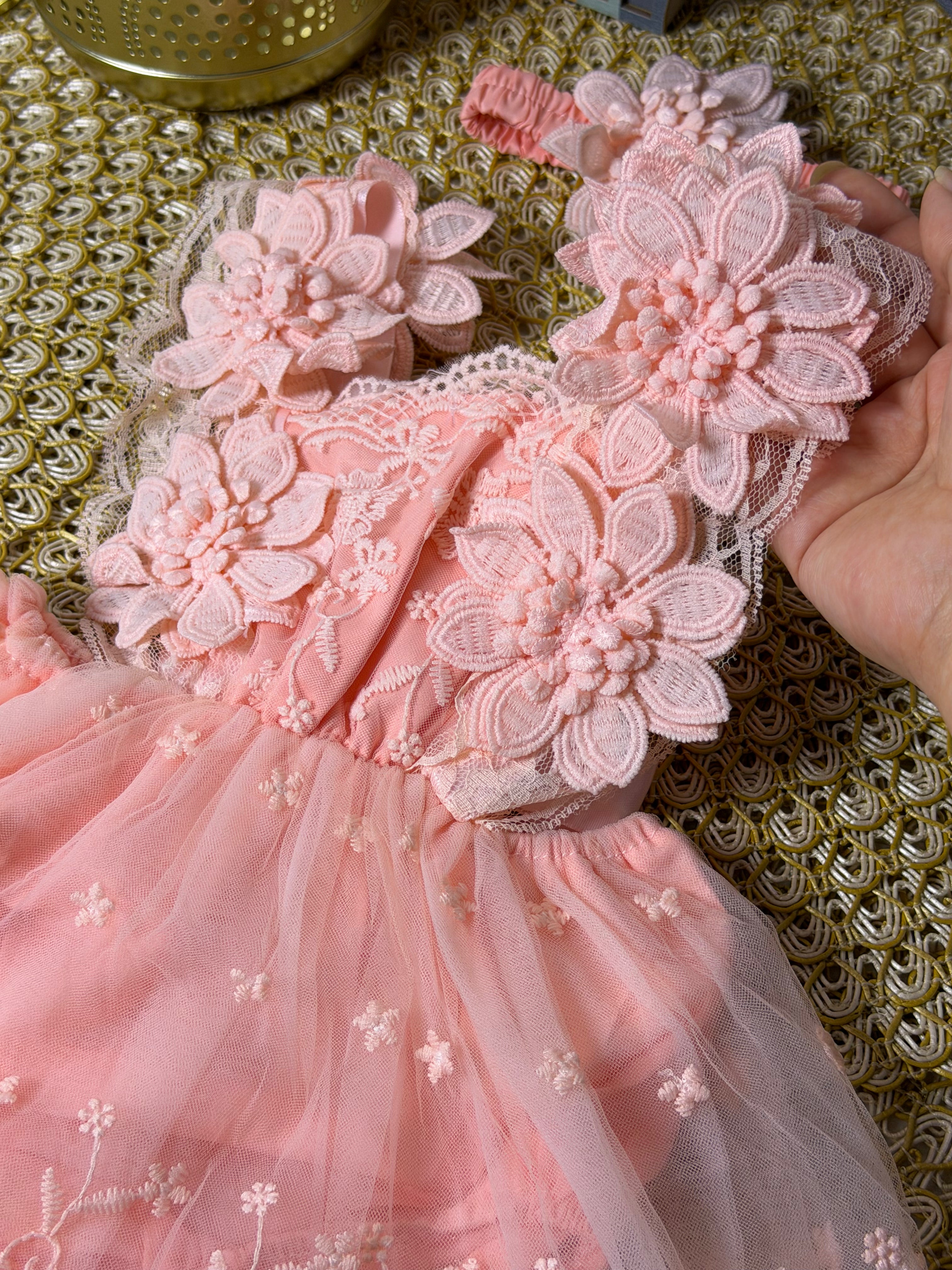 Vestido tull rosa flores