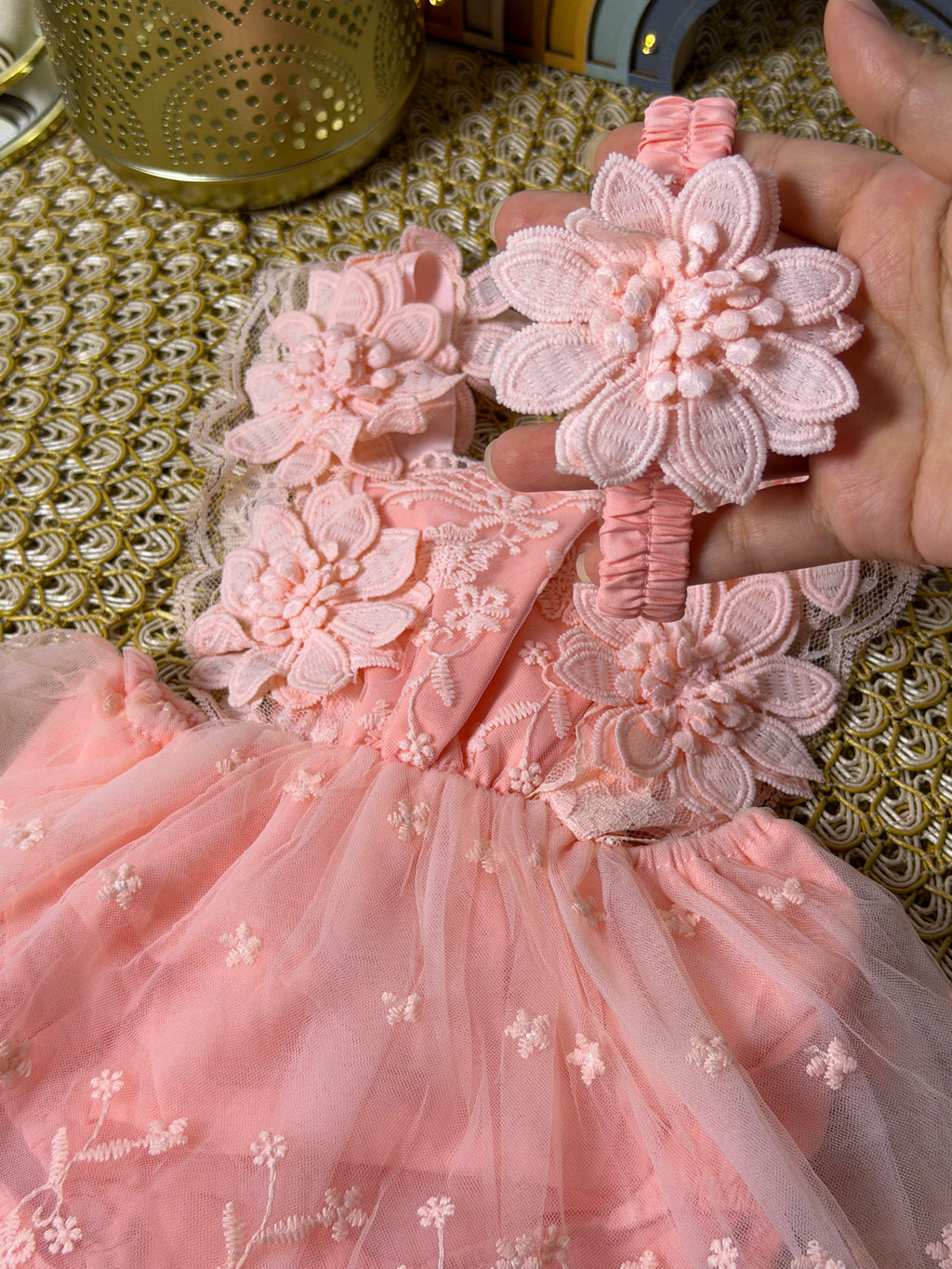 Vestido tull rosa flores