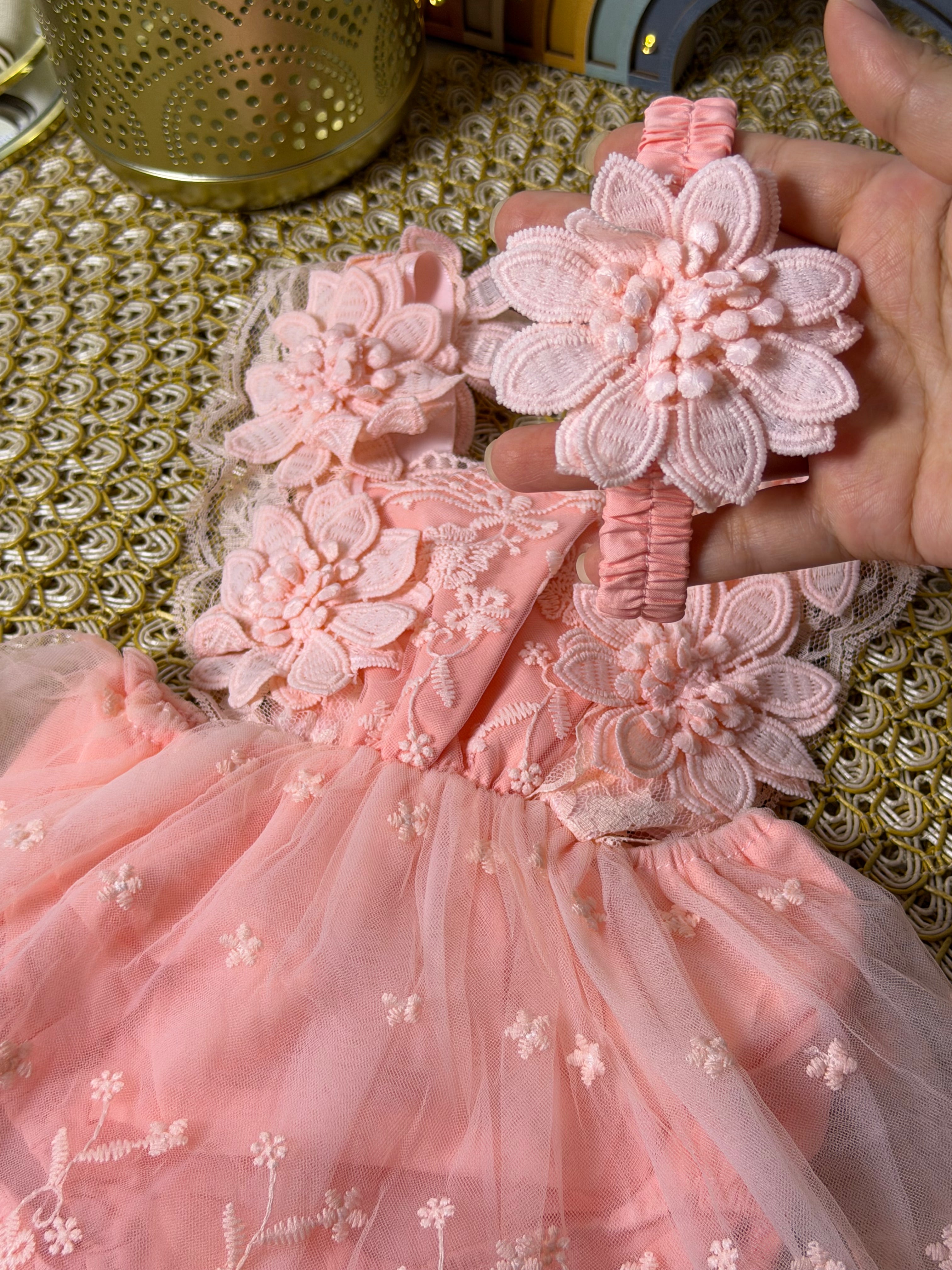 Vestido tull rosa flores
