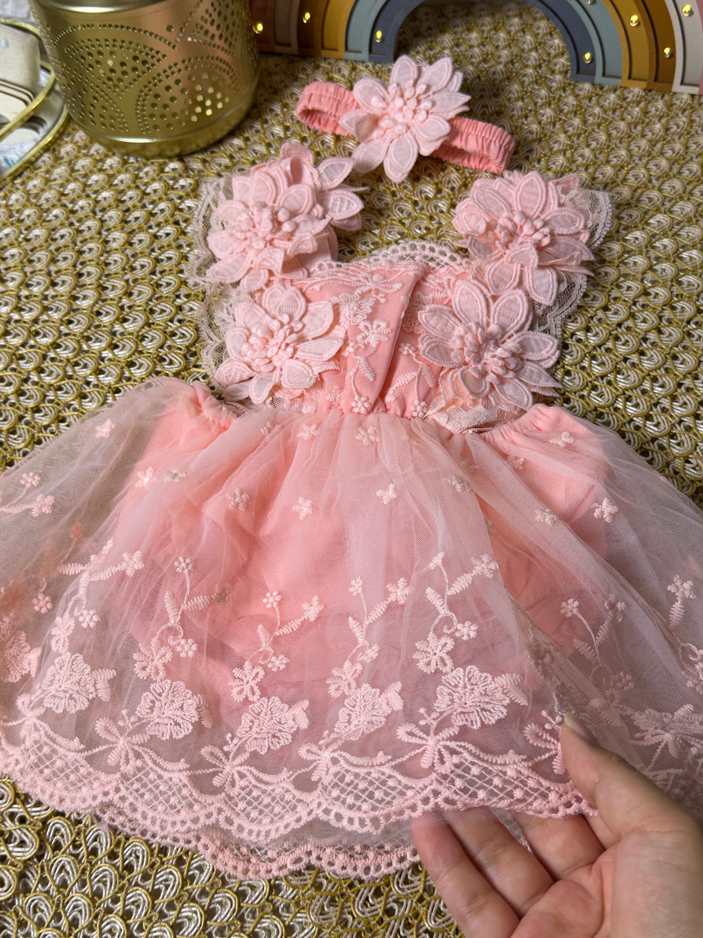 Vestido tull rosa flores