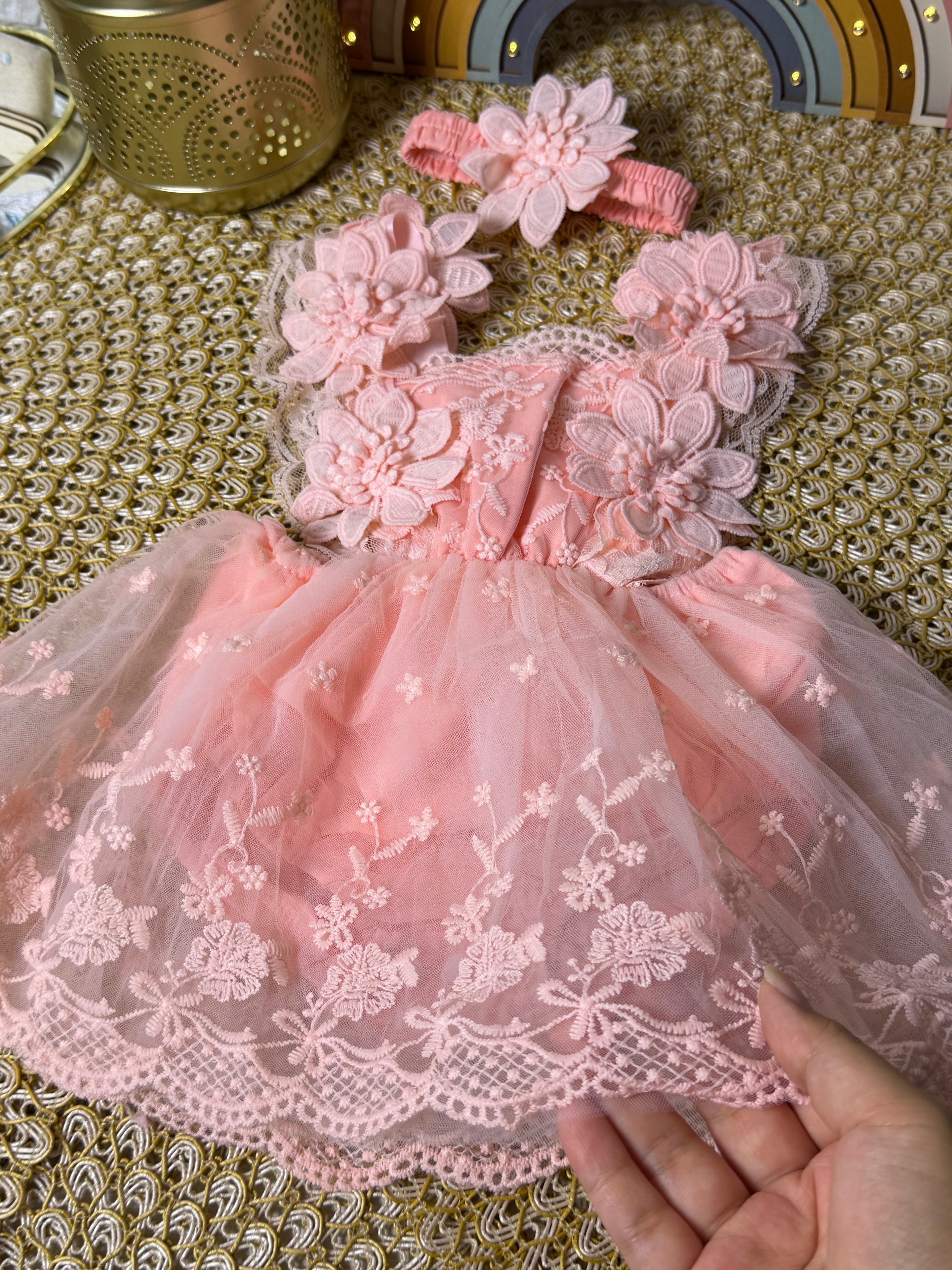 Vestido tull rosa flores