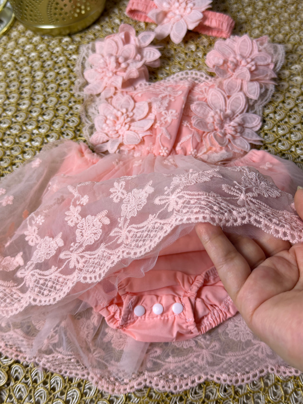 Vestido tull rosa flores