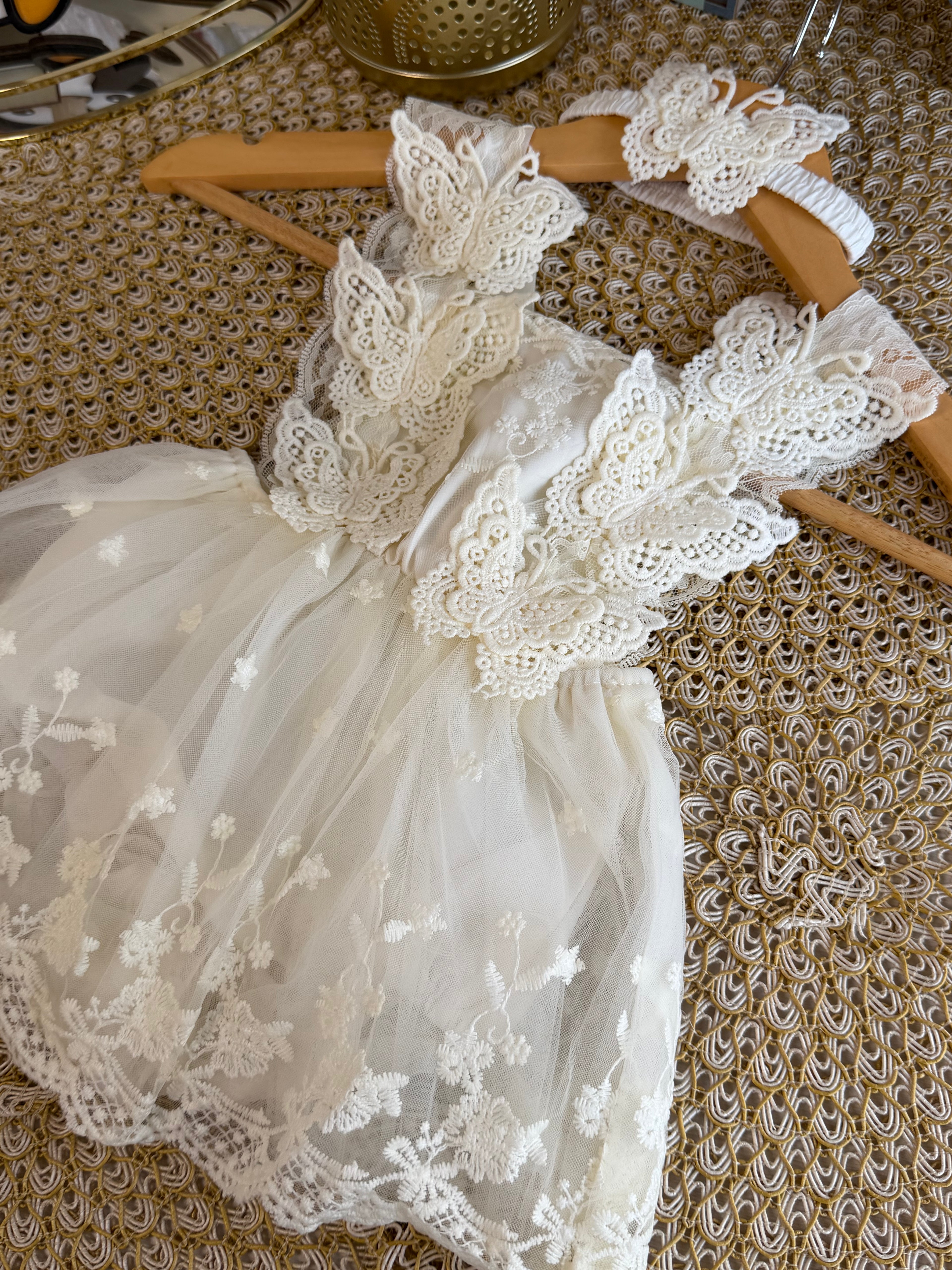 Vestido tull crema mariposa