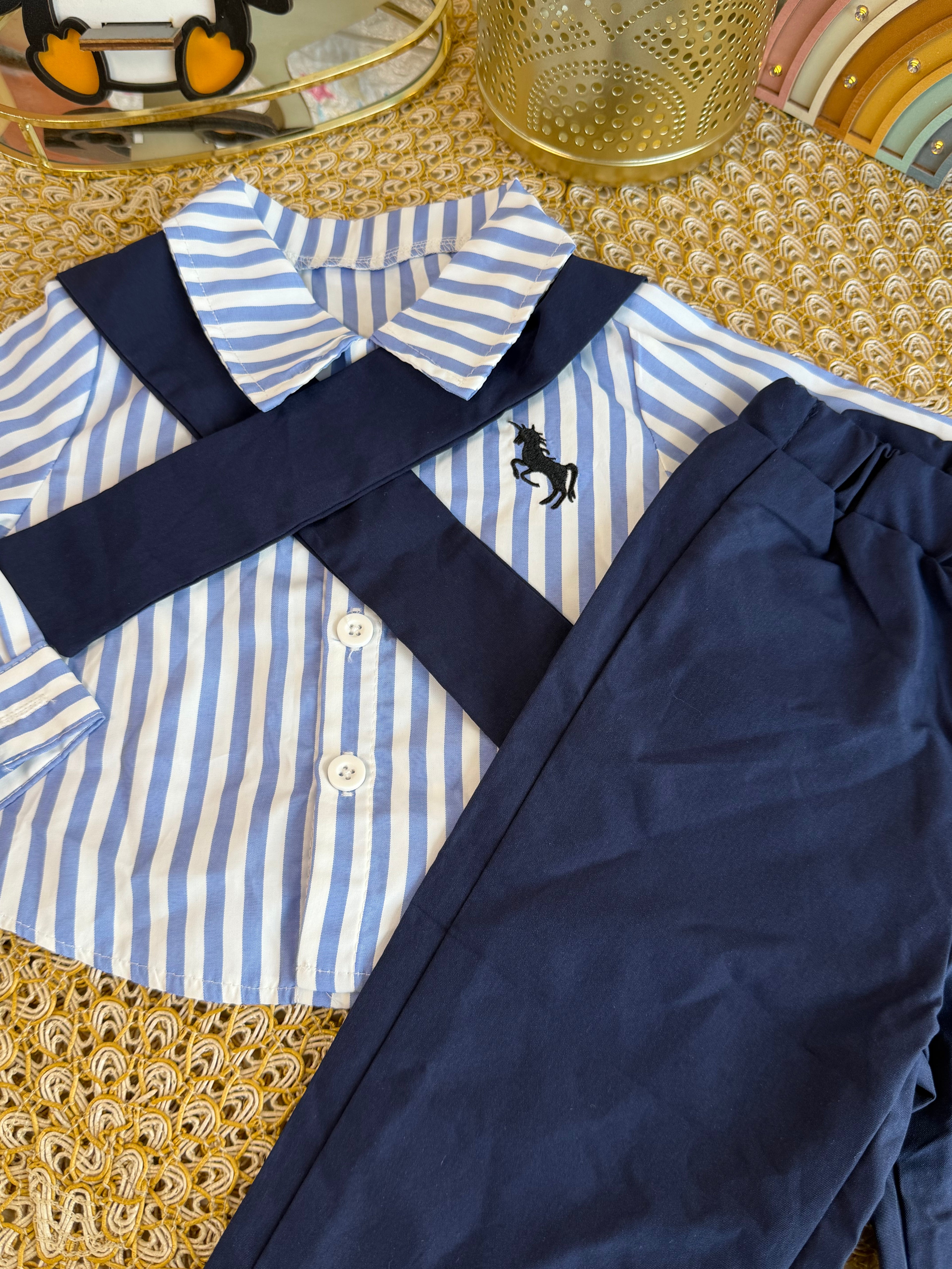 Conjunto 2 piezas azul a rayas