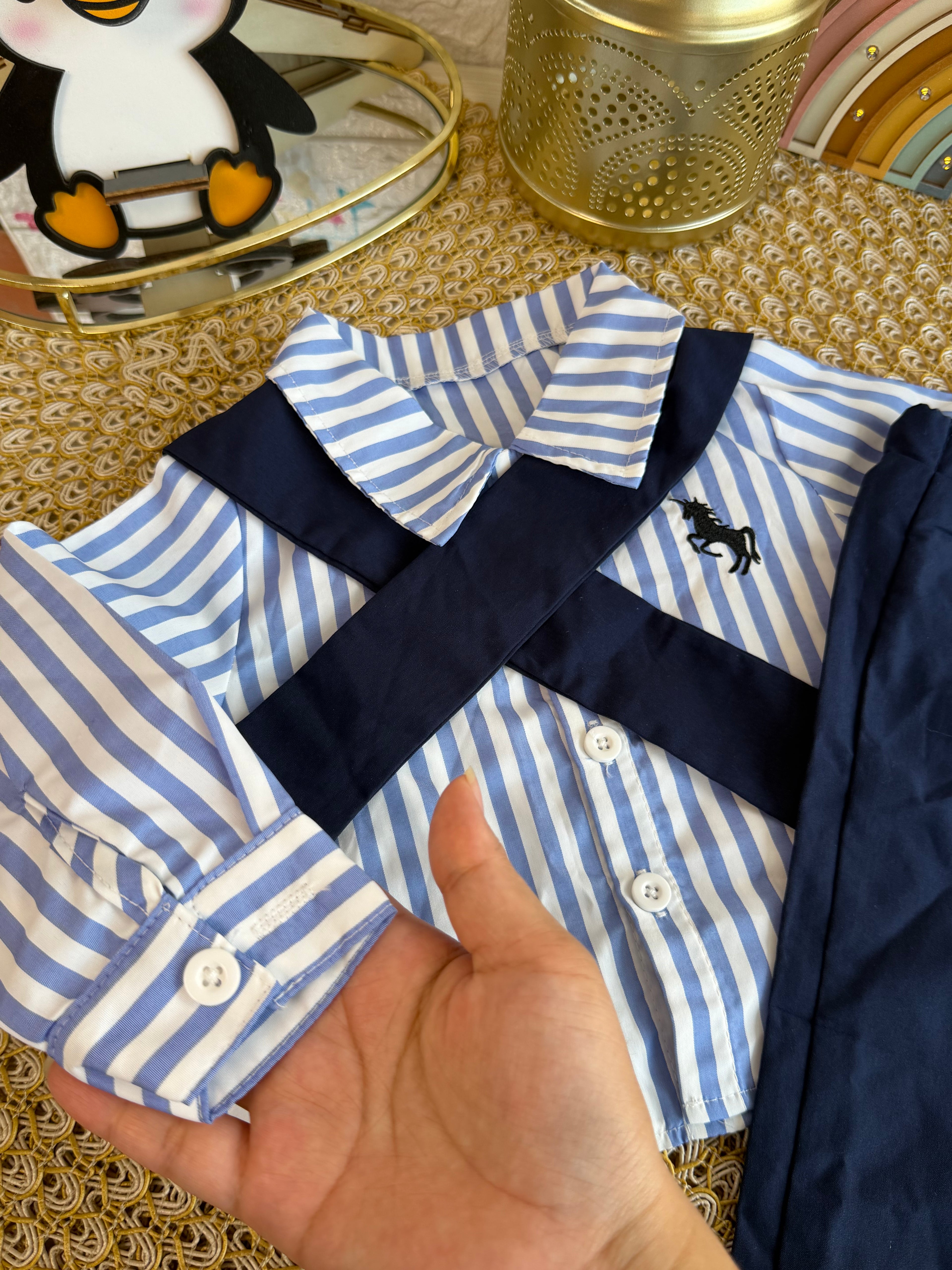 Conjunto 2 piezas azul a rayas
