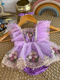 Vestido tull lila floreado