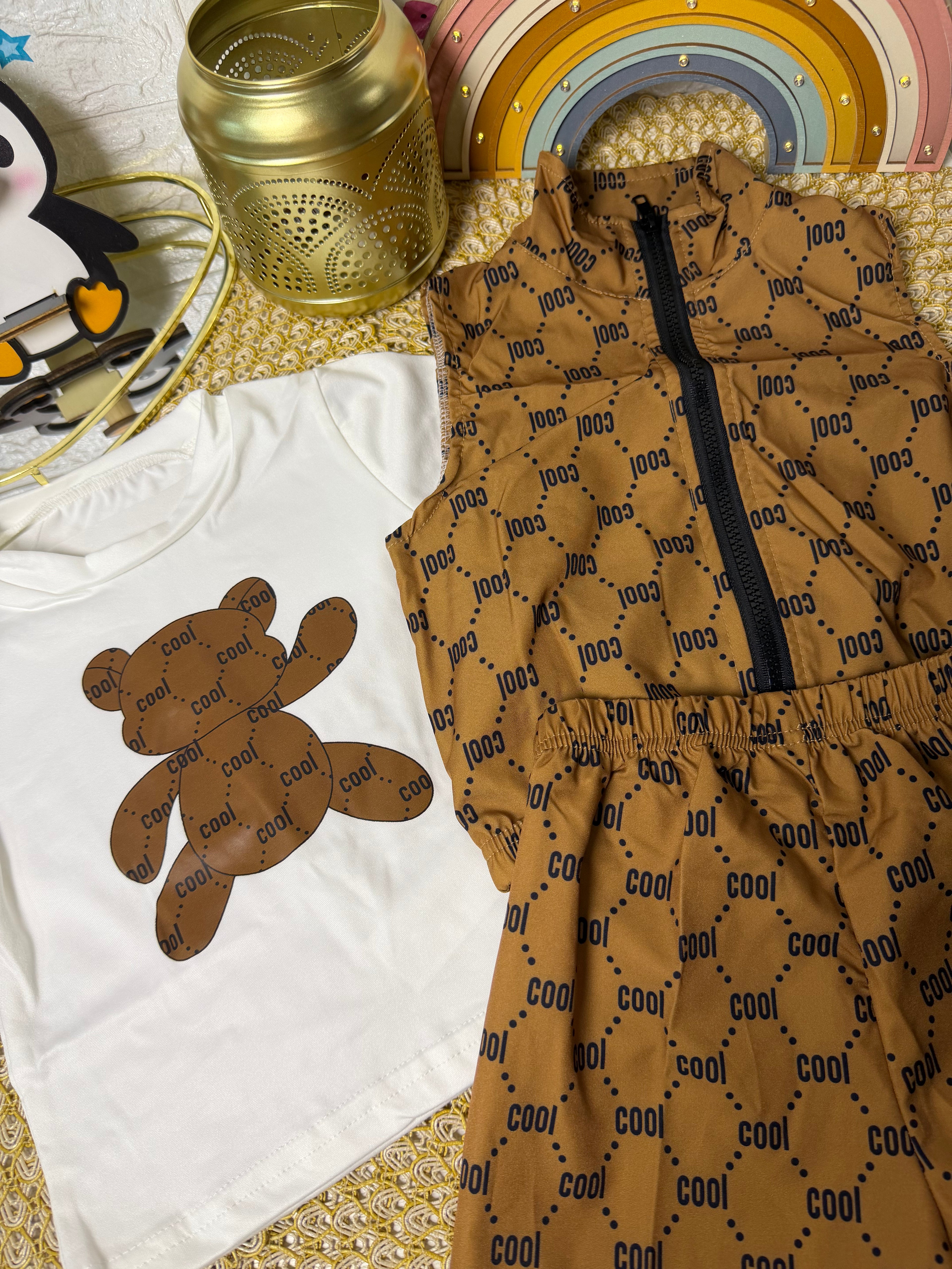 Conjunto 3 piezas marrón cool