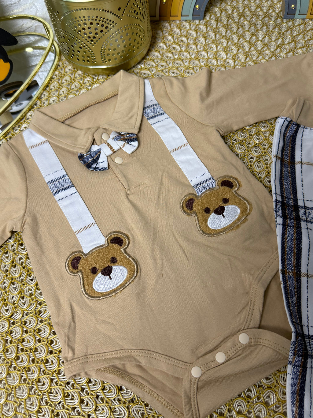 Conjunto 2 piezas beige a cuadros