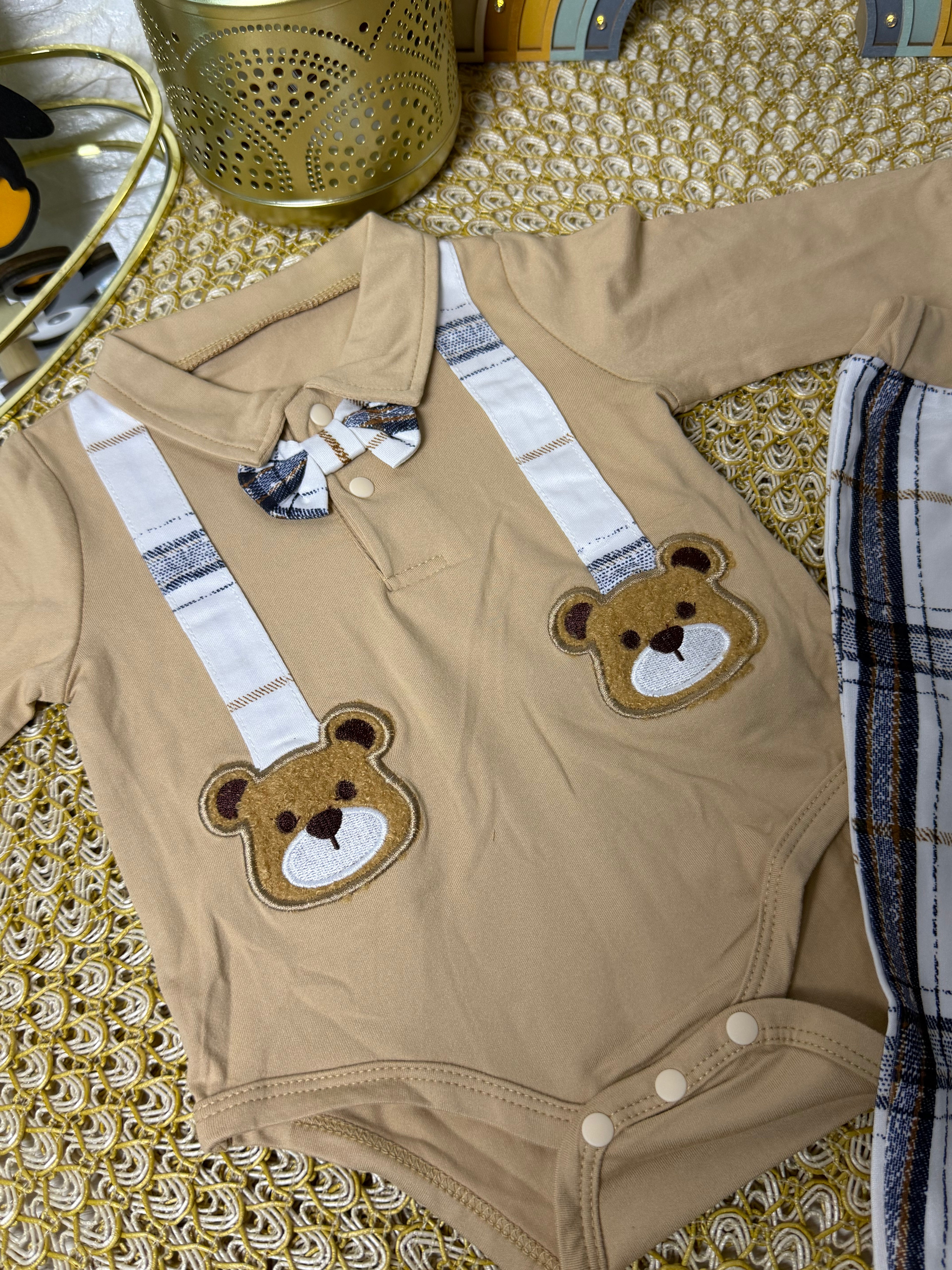 Conjunto 2 piezas beige a cuadros