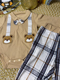 Conjunto 2 piezas beige a cuadros