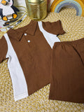 Conjunto 2 piezas marrón blanco