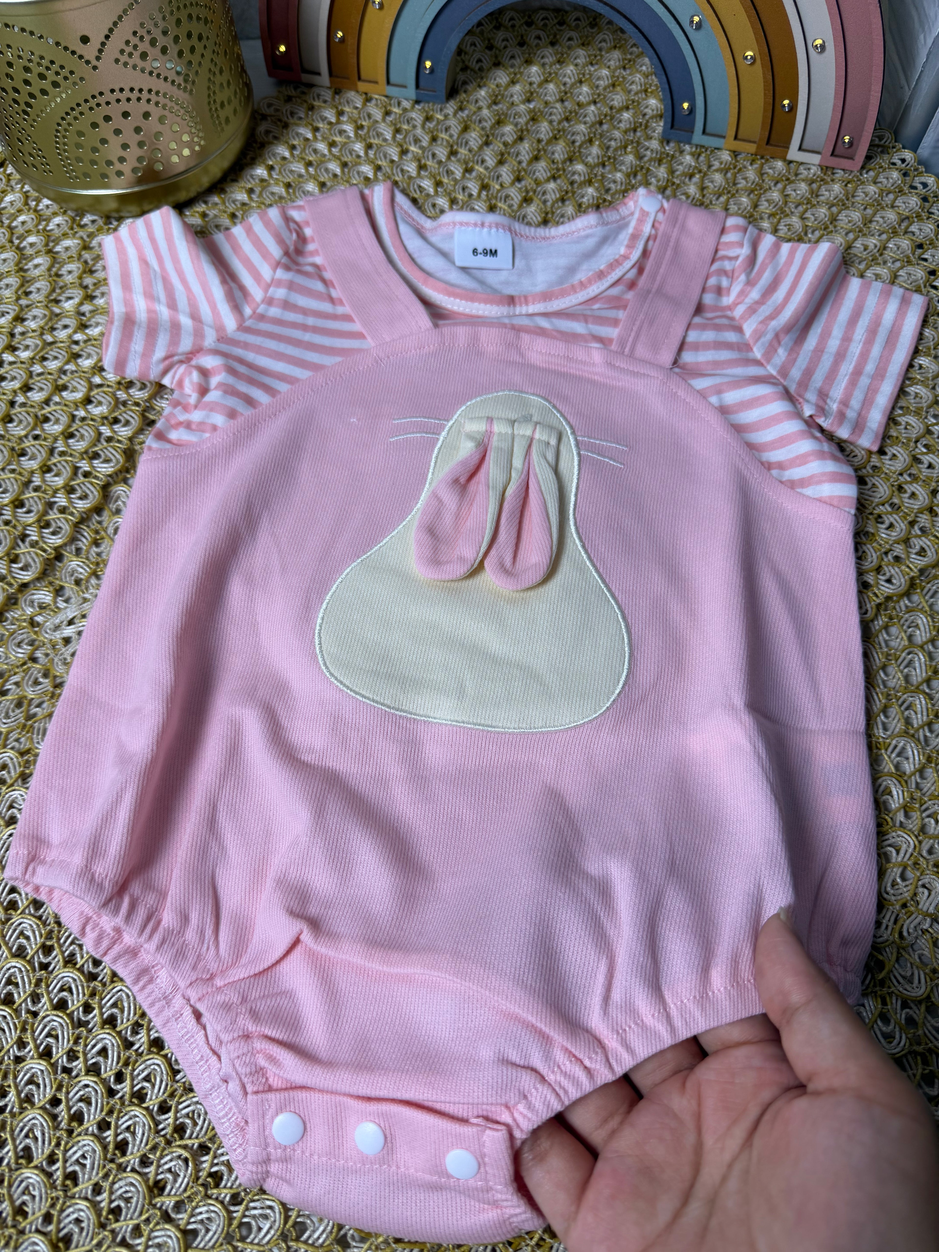 Body conejito rosa a rayas