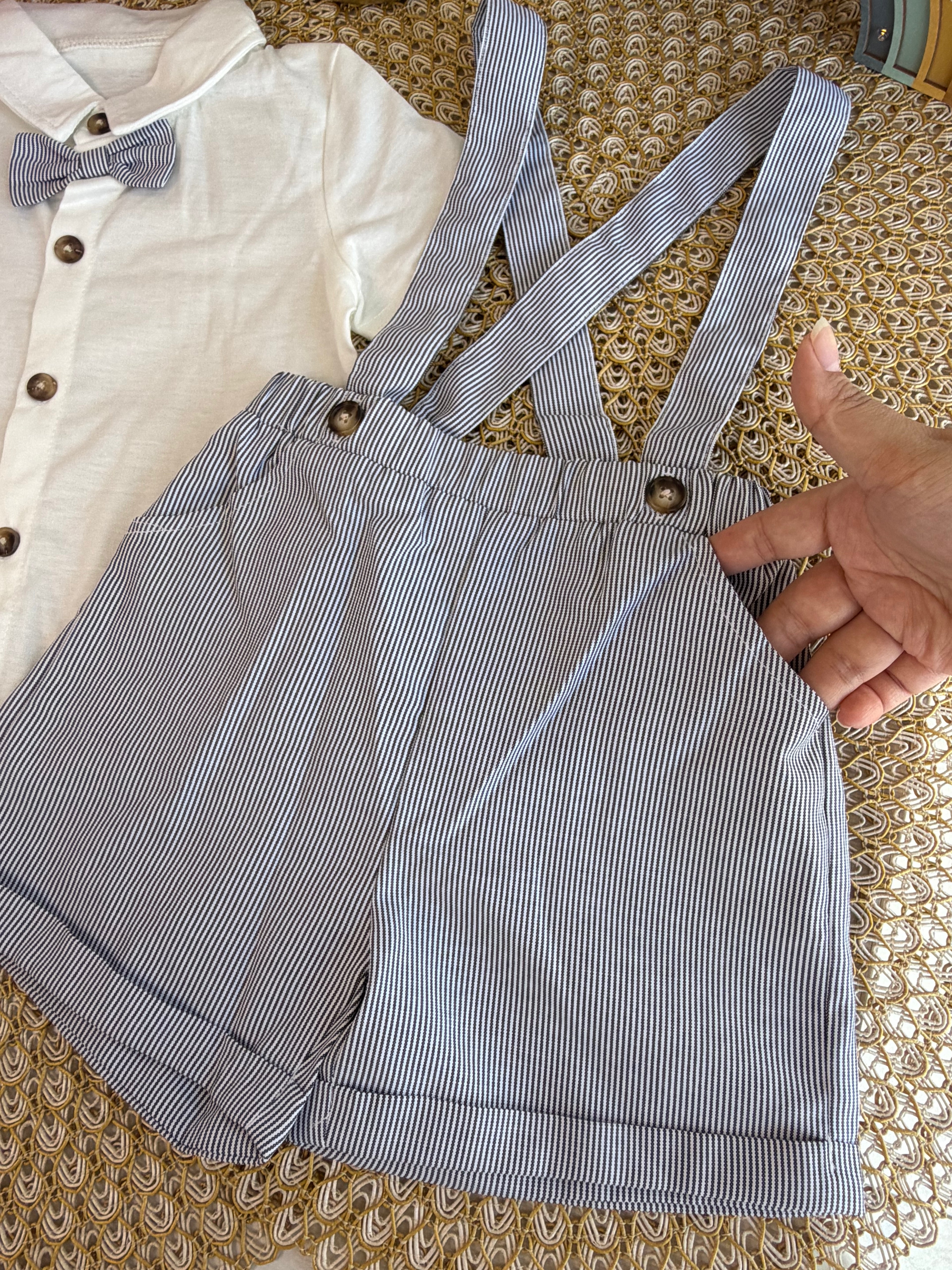 Conjunto 2 piezas gris a rayas