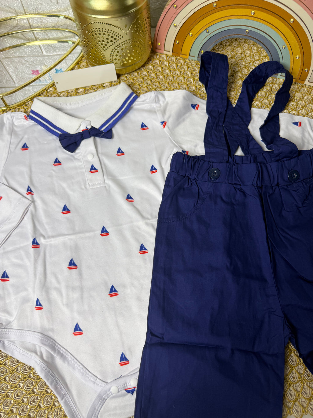 Conjunto 2 piezas azul barcos