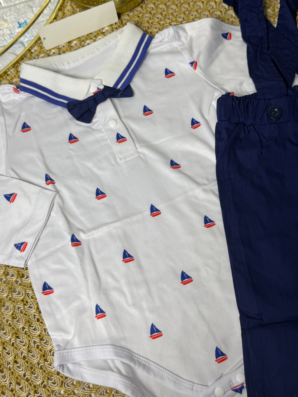 Conjunto 2 piezas azul barcos