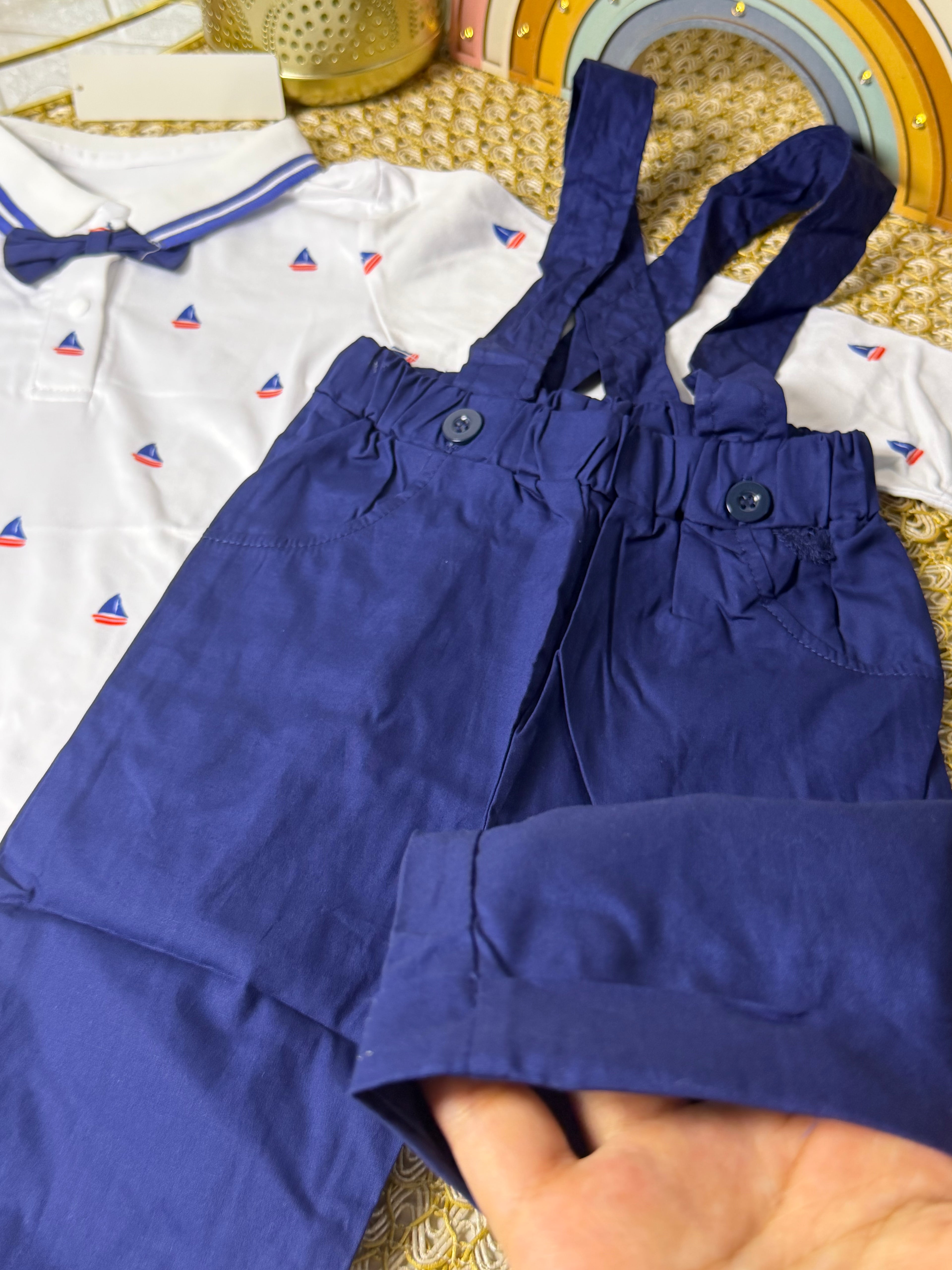 Conjunto 2 piezas azul barcos