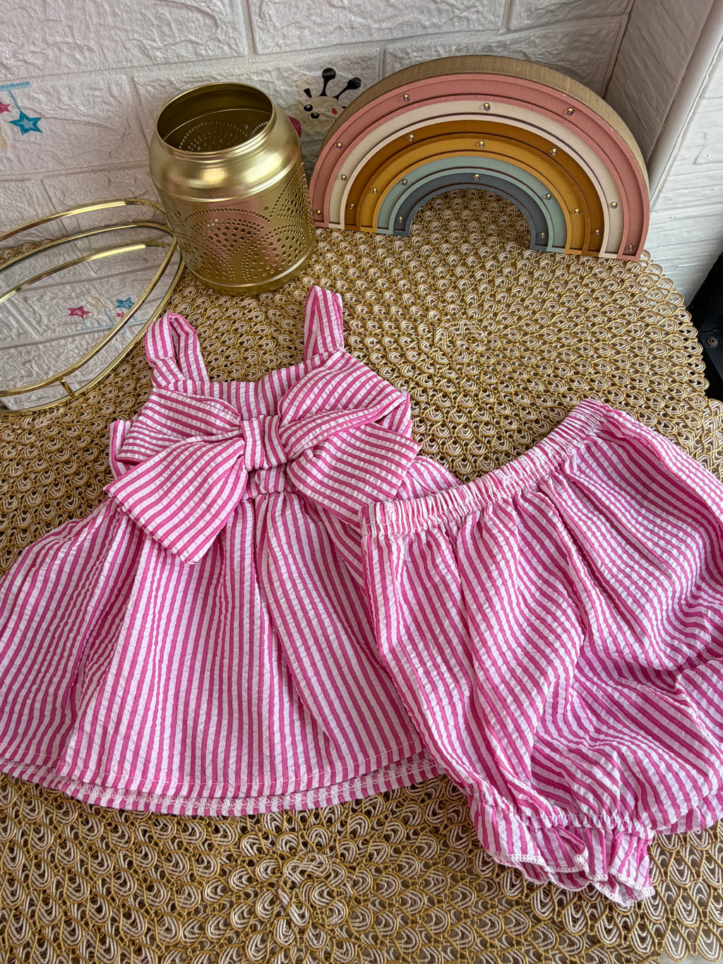Conjunto 2 piezas lazo rosa