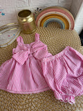 Conjunto 2 piezas lazo rosa