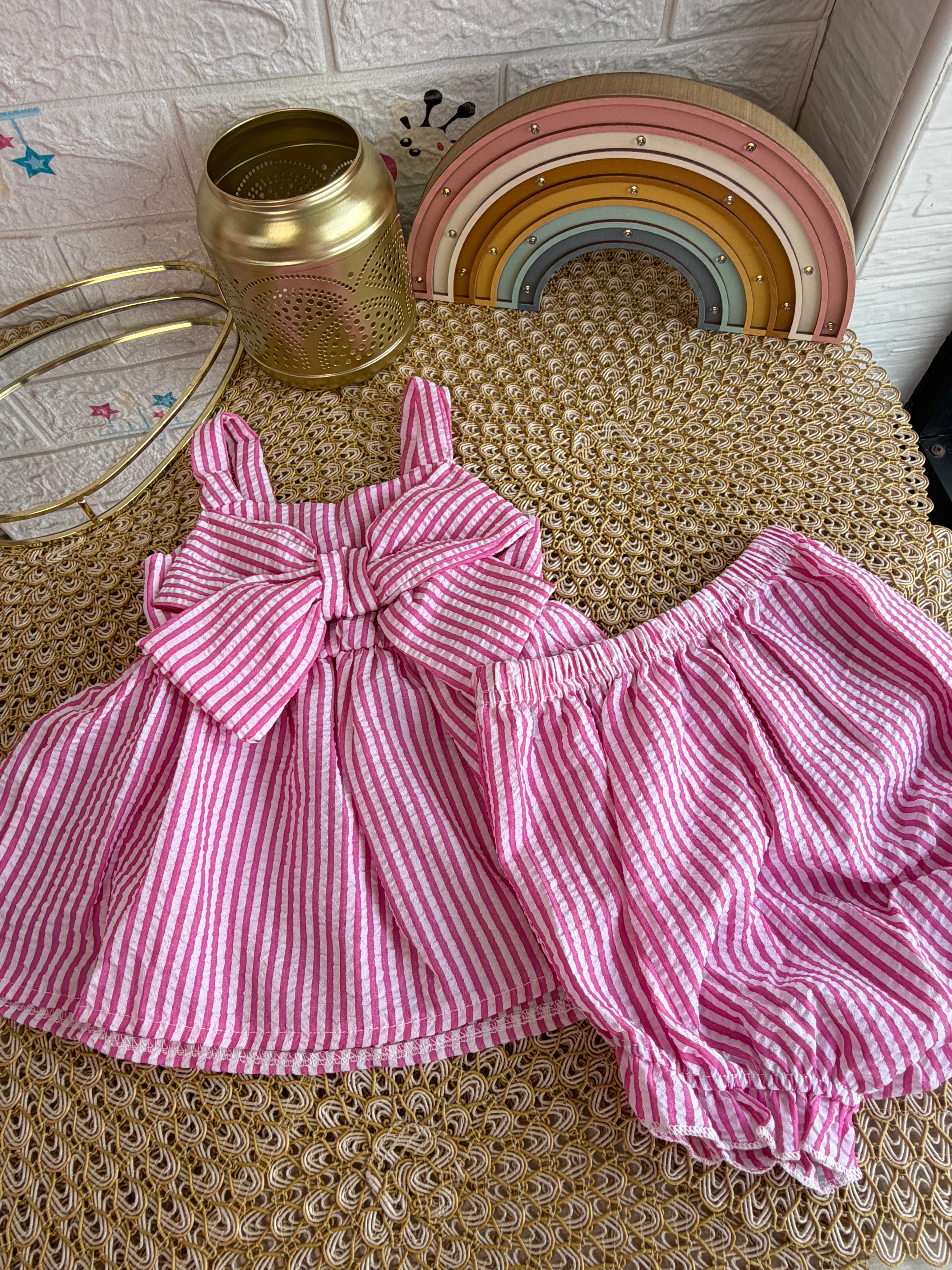 Conjunto 2 piezas lazo rosa