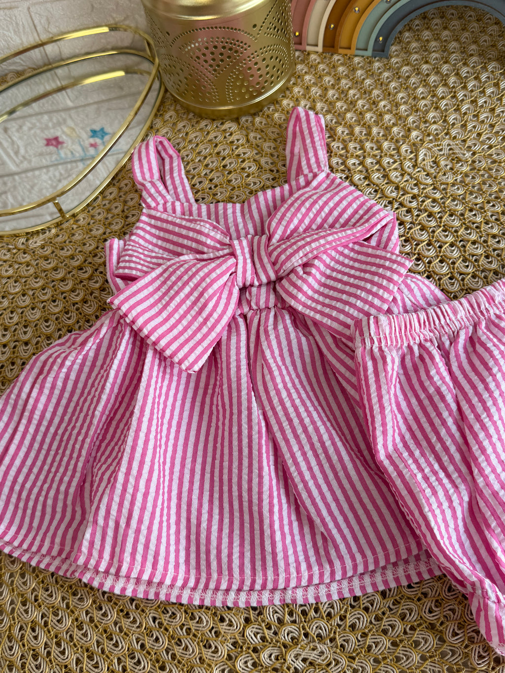 Conjunto 2 piezas lazo rosa