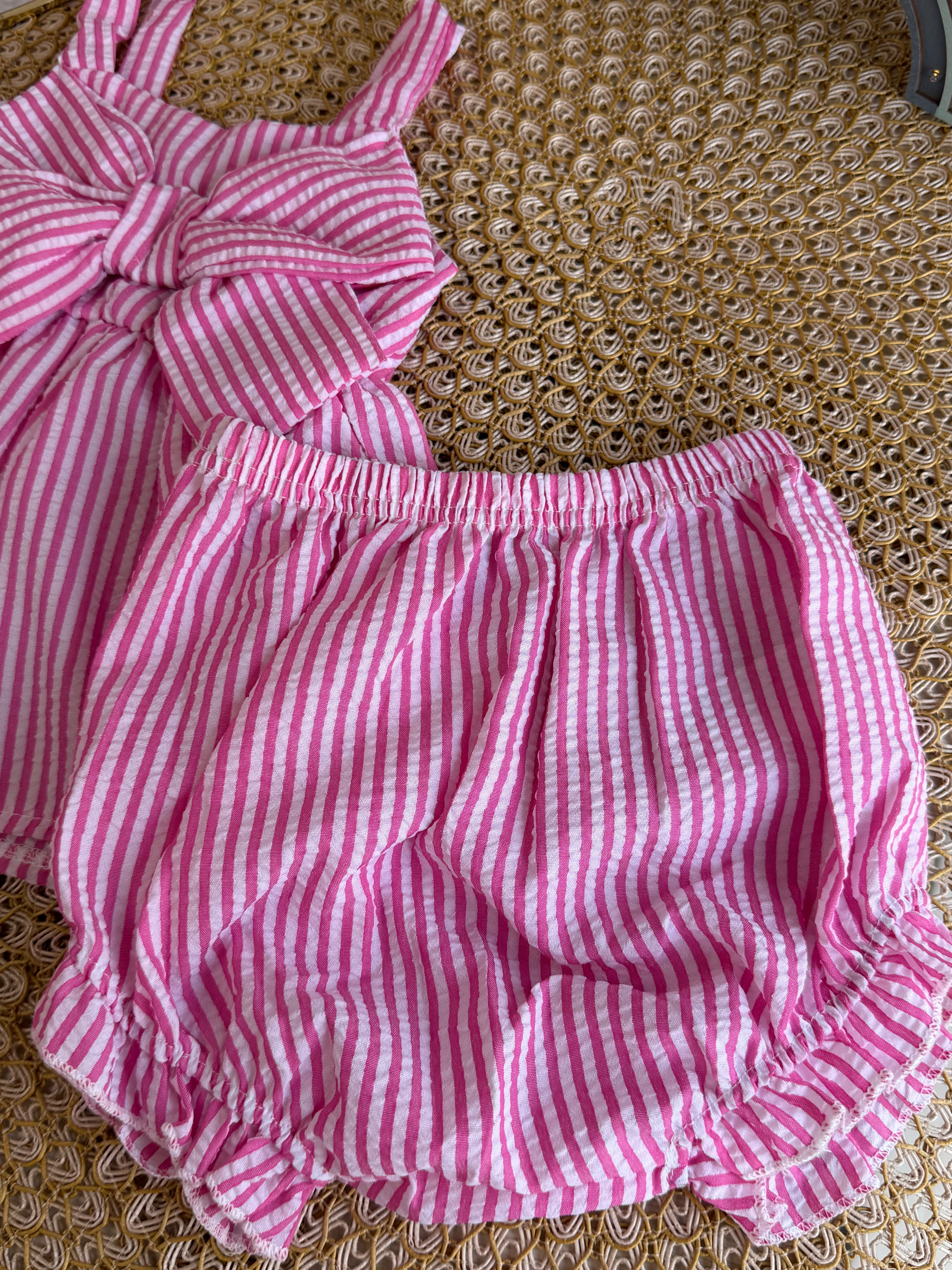 Conjunto 2 piezas lazo rosa