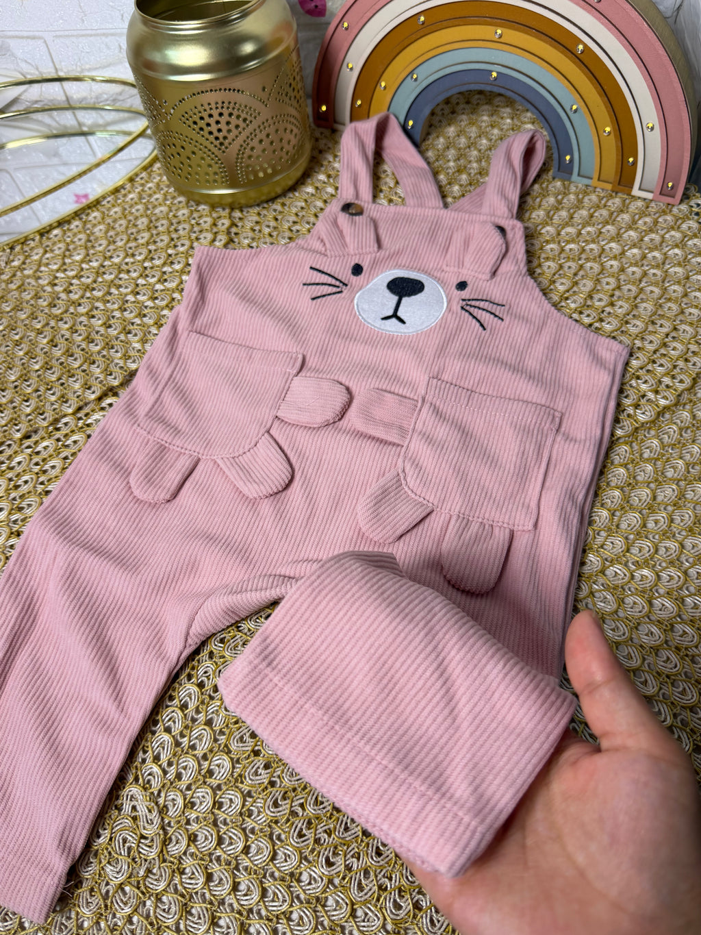 Overol rosa gatito