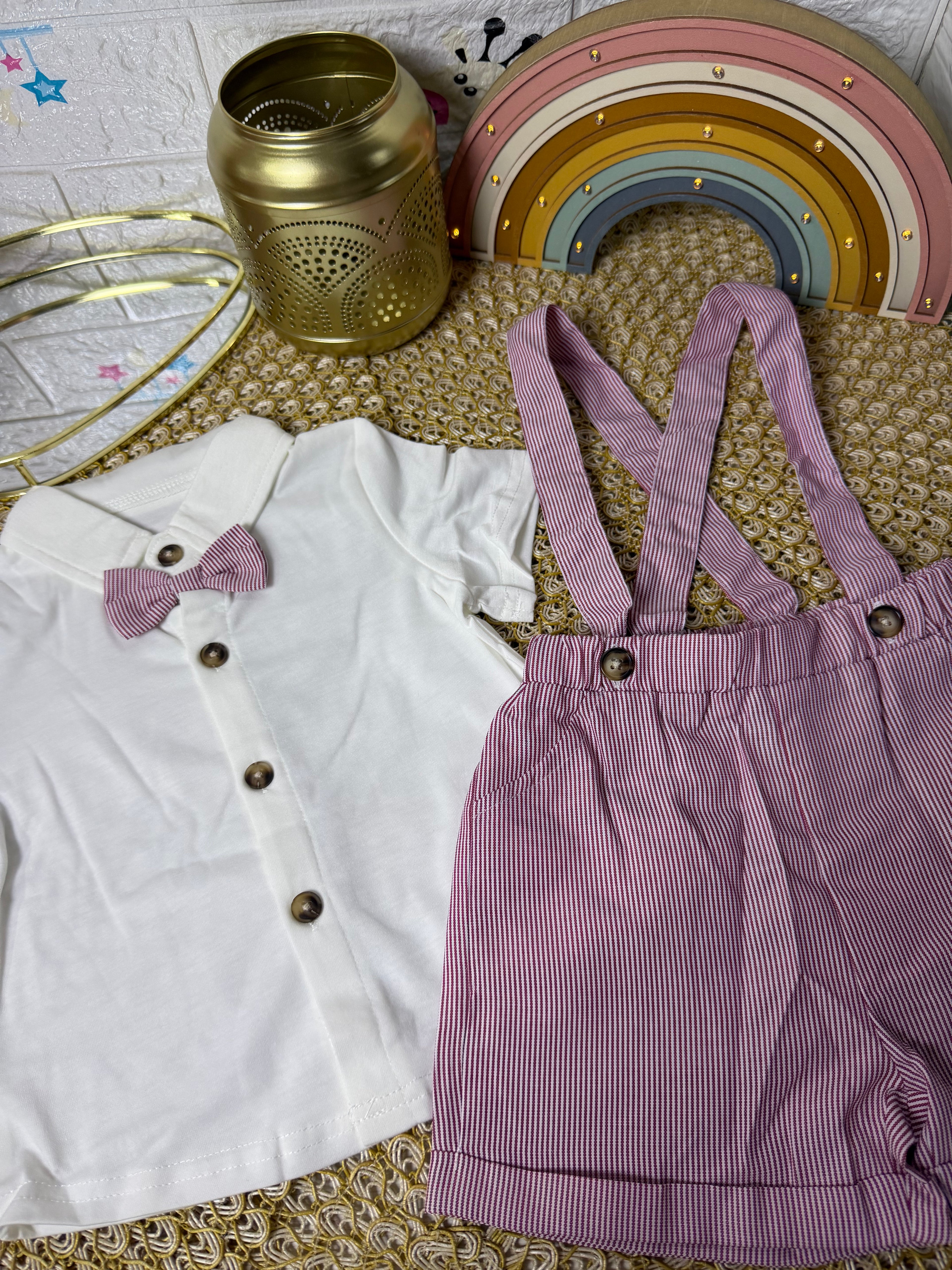 Conjunto 2 piezas rojo a rayas