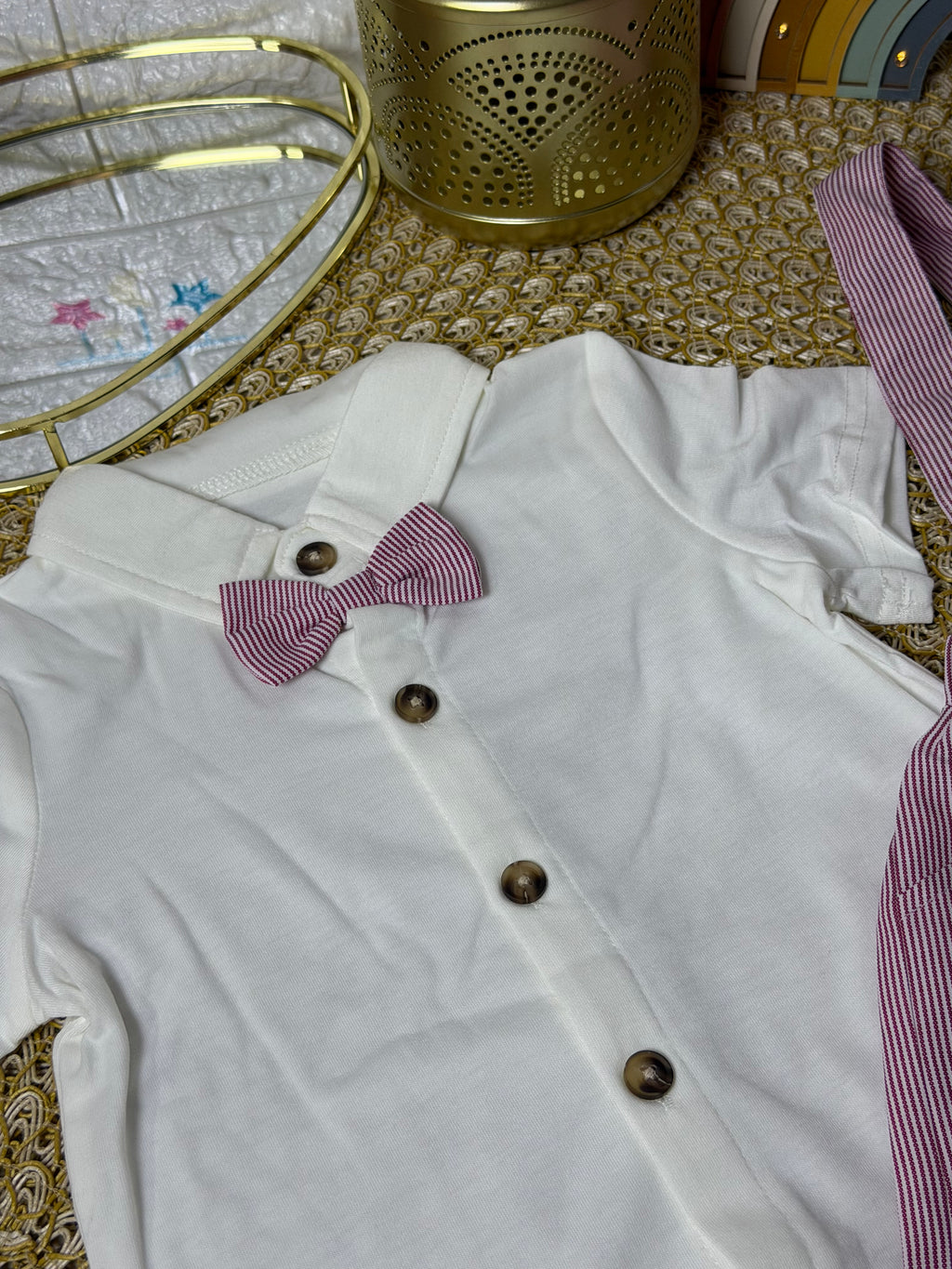 Conjunto 2 piezas rojo a rayas