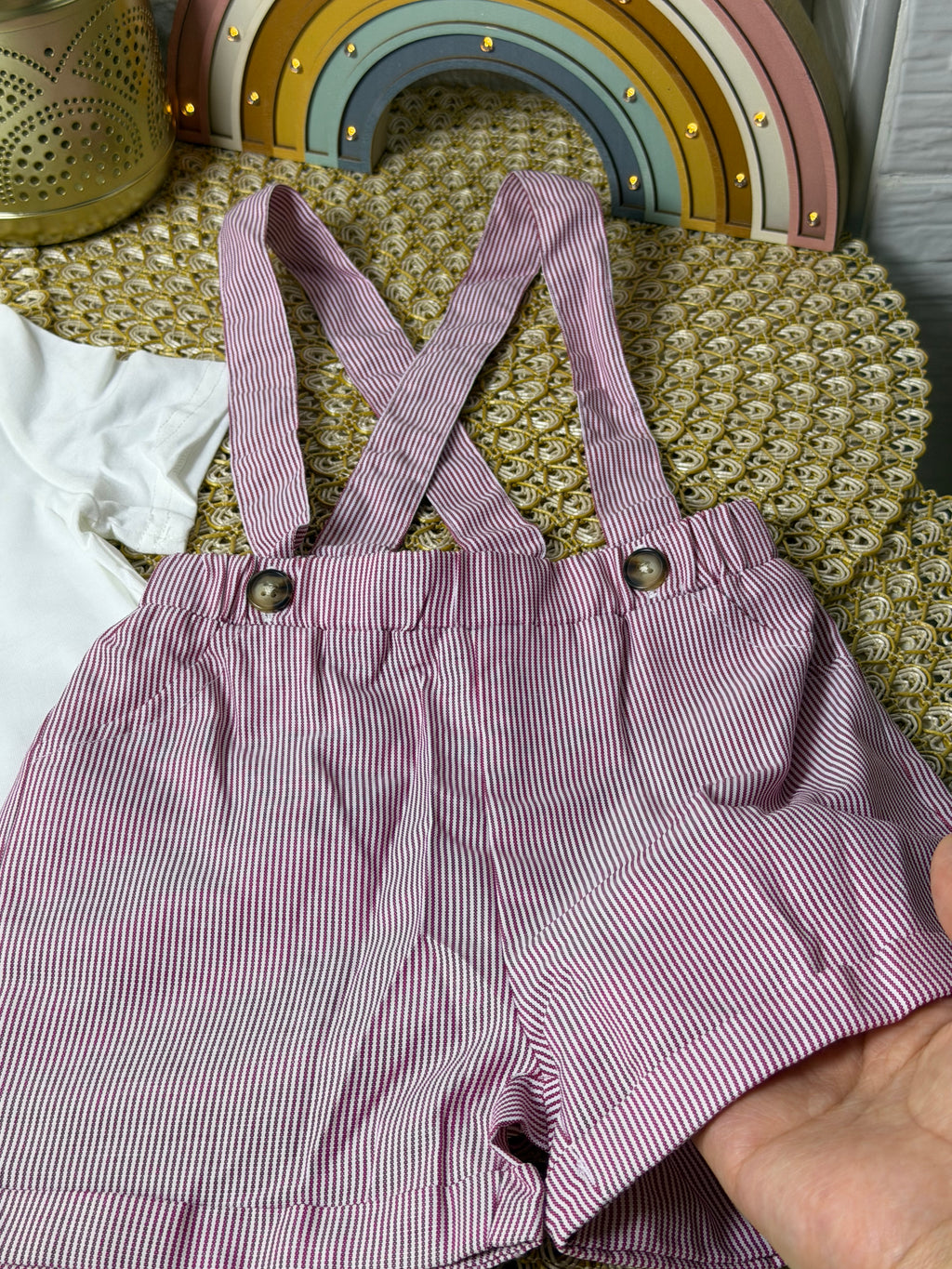 Conjunto 2 piezas rojo a rayas
