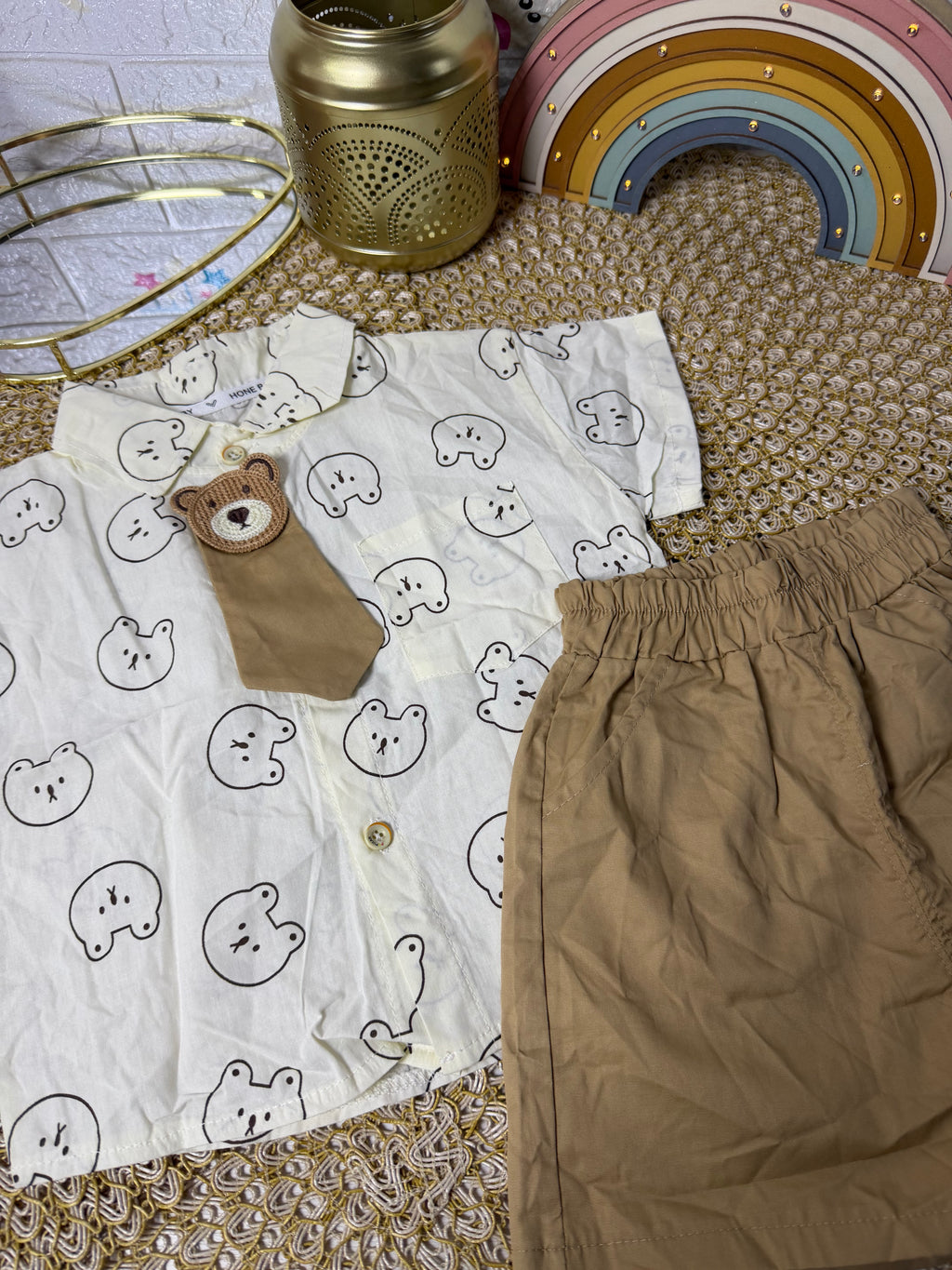 Conjunto 2 piezas caqui osito