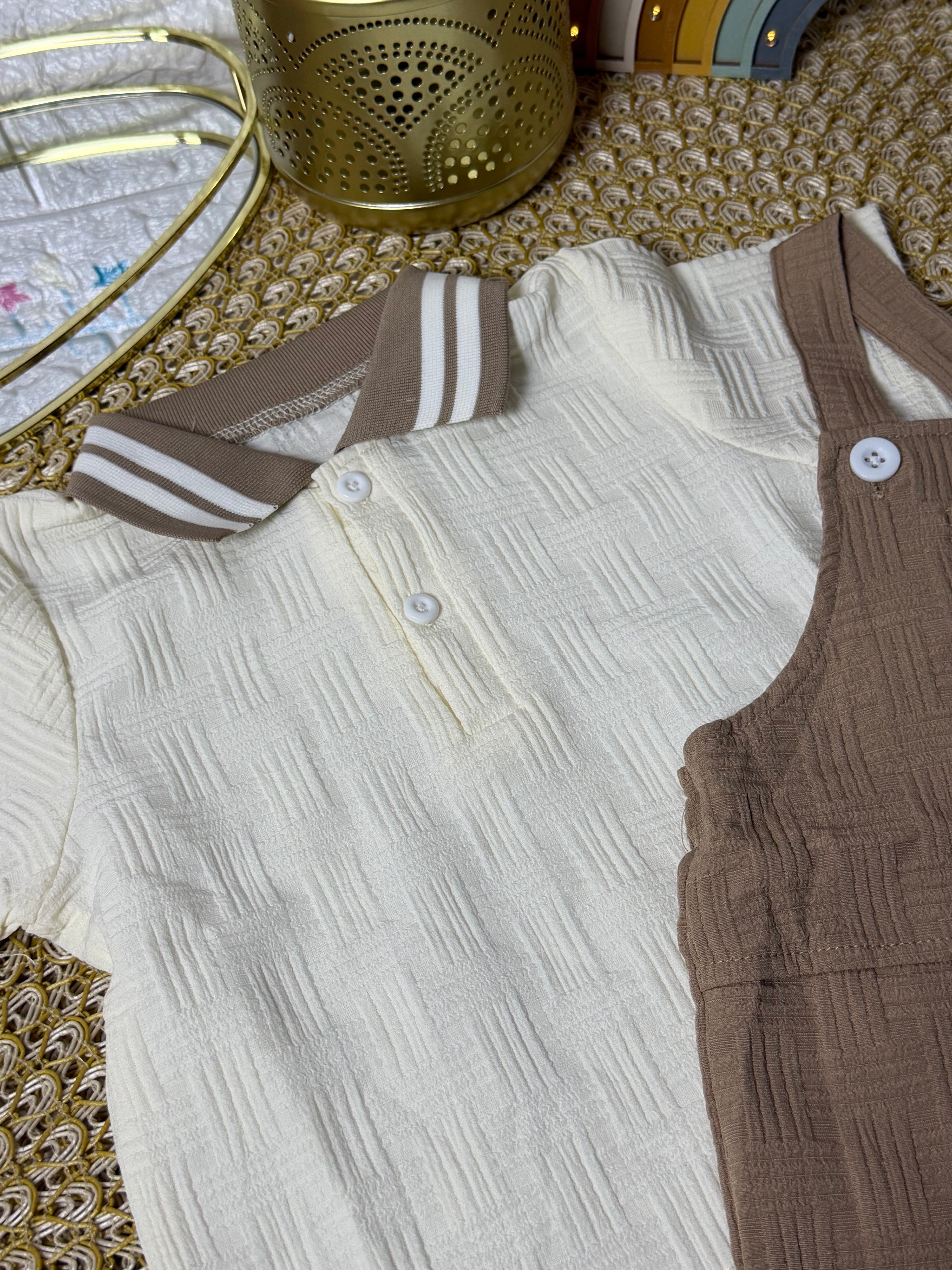Conjunto 2 piezas polo con overol caqui