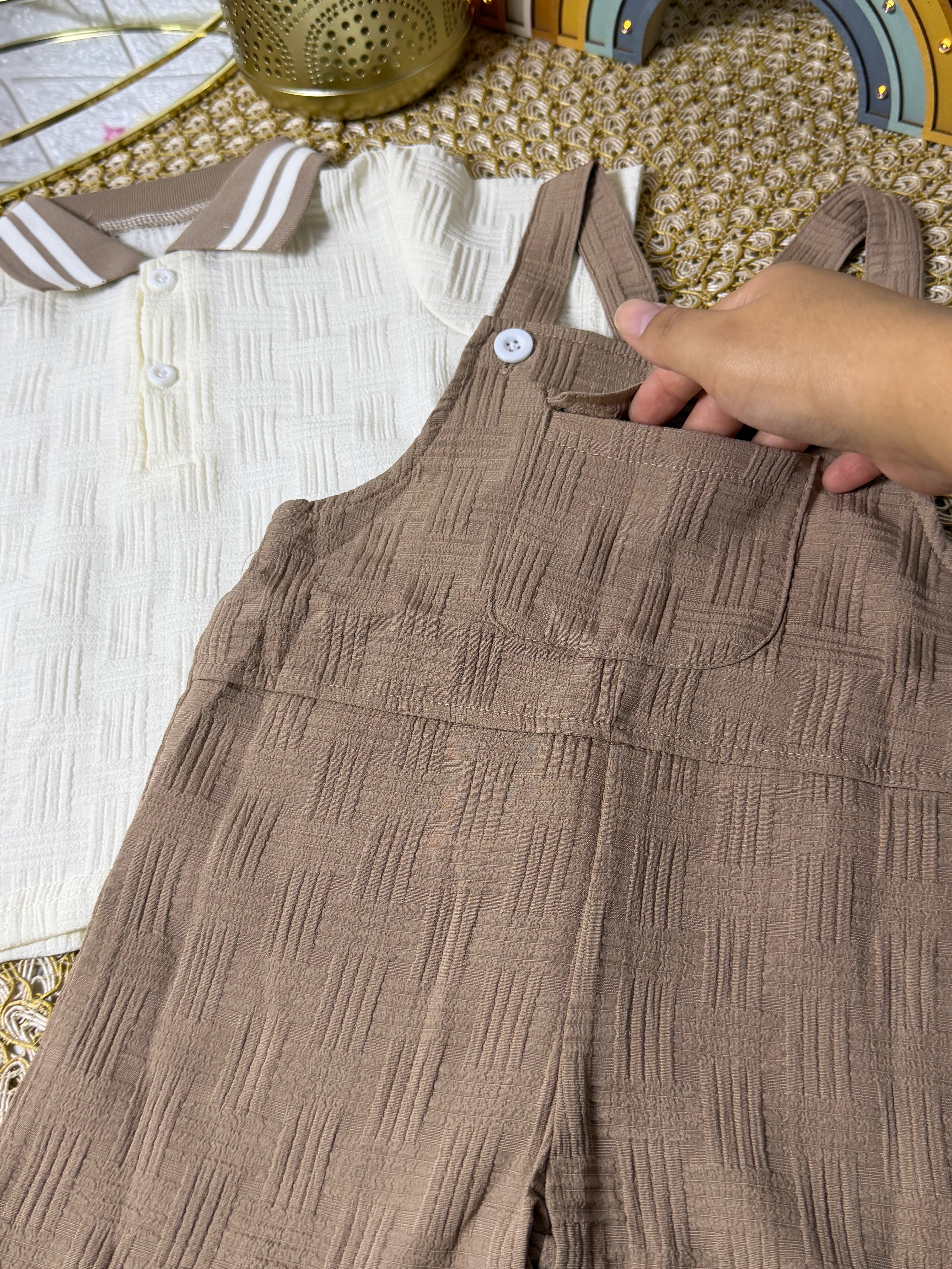 Conjunto 2 piezas polo con overol caqui