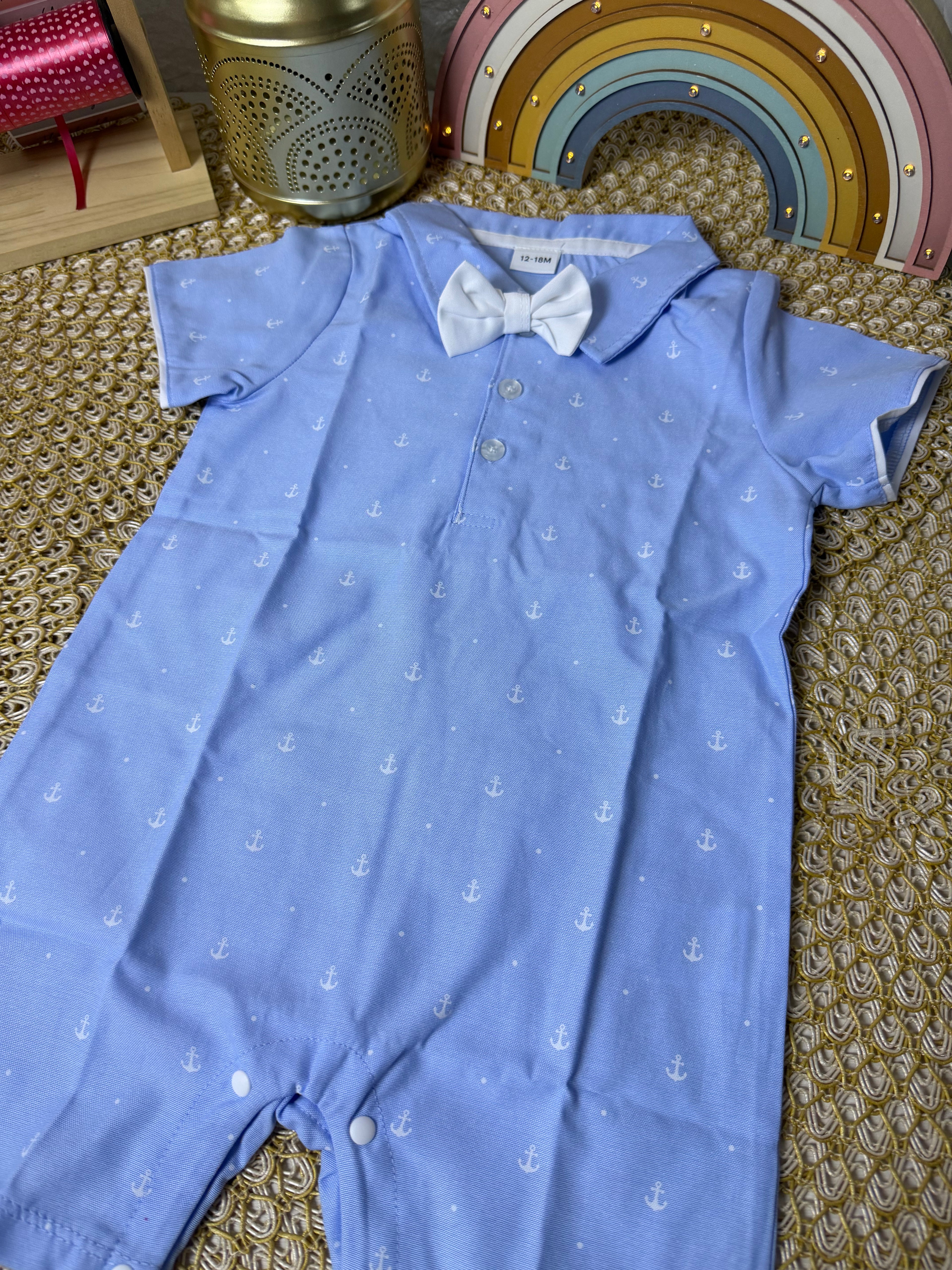 Enterizo celeste barquitos con corbata