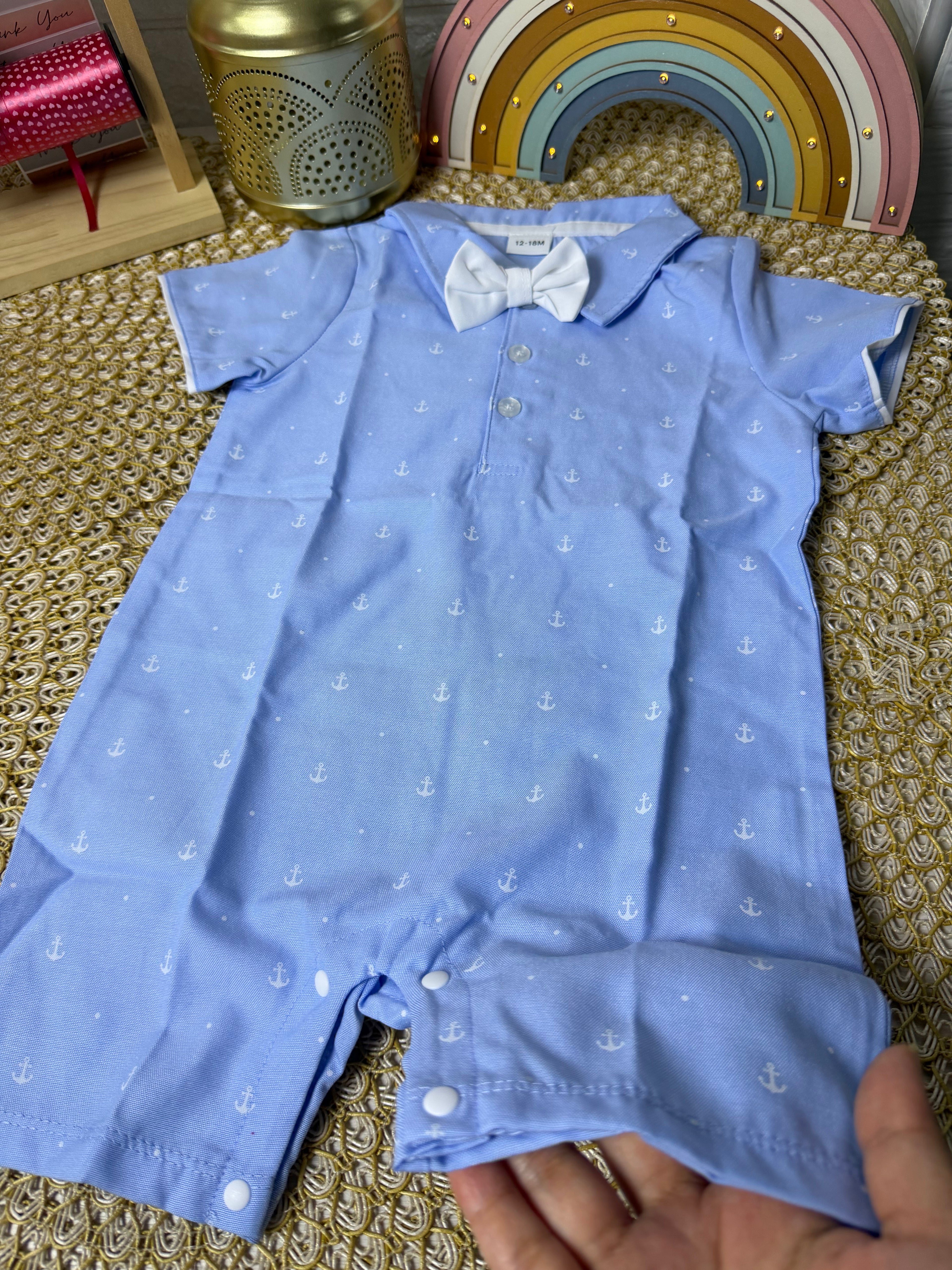 Enterizo celeste barquitos con corbata