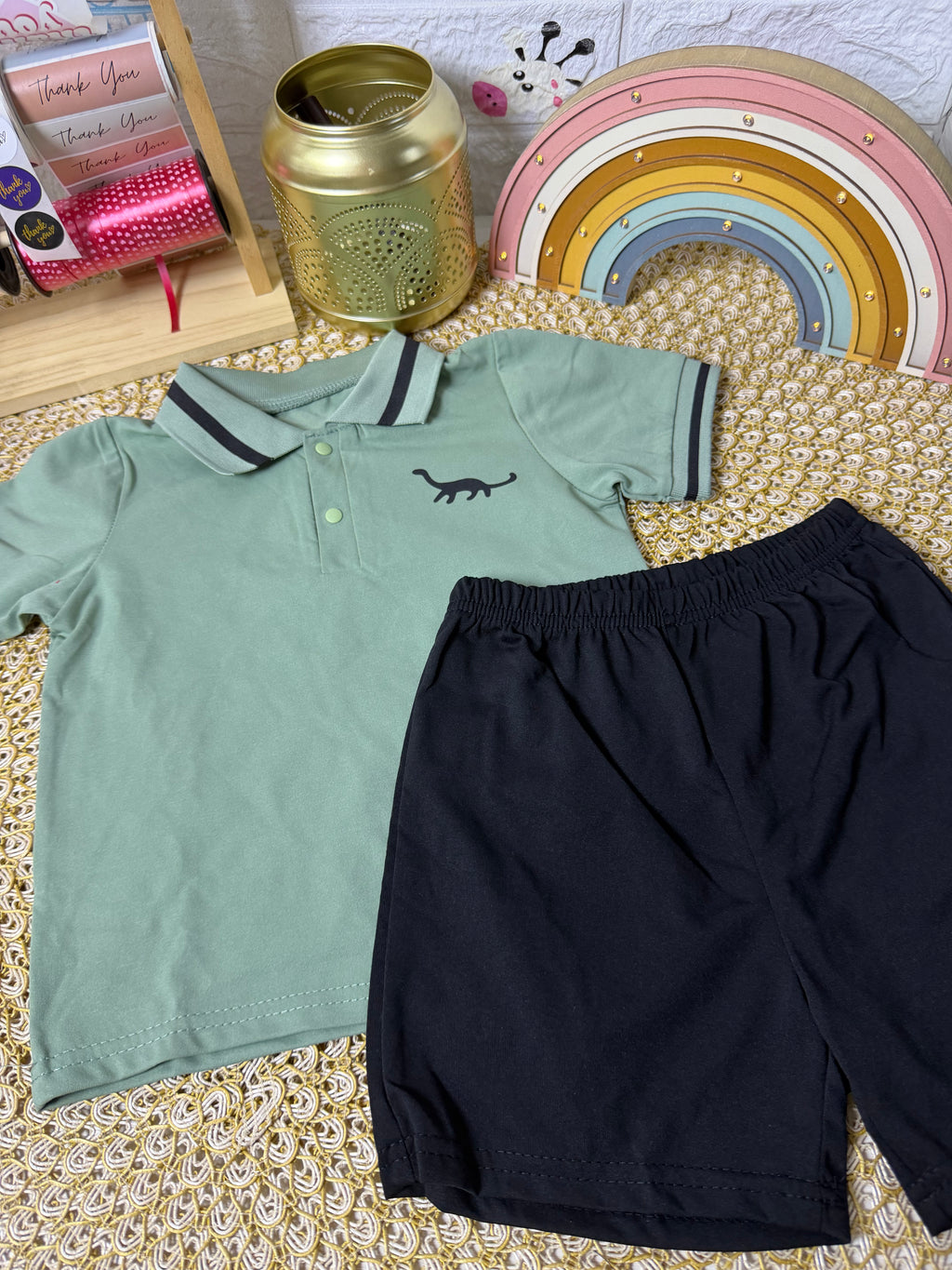 Conjunto 2 piezas verde camiseta y short