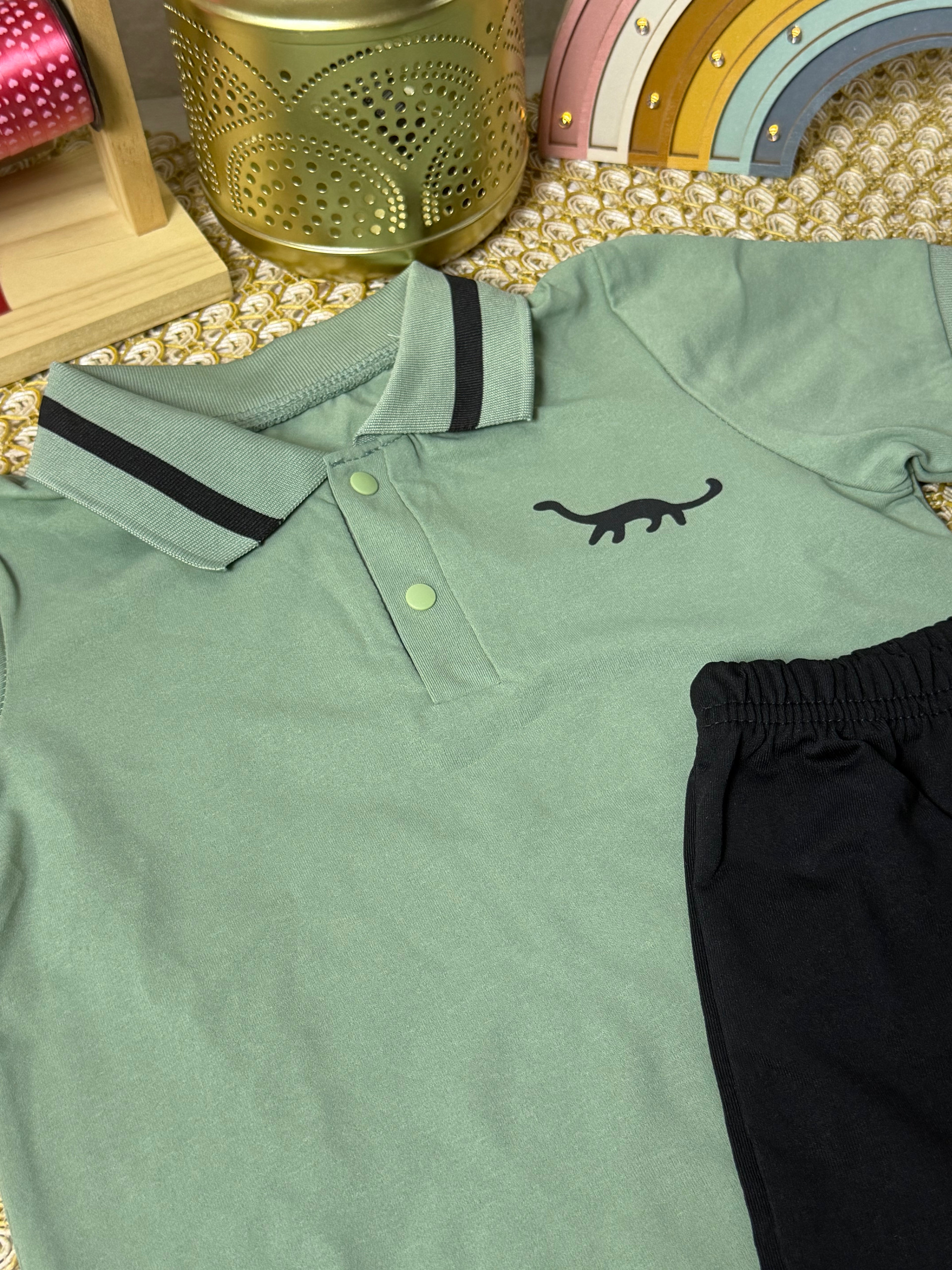 Conjunto 2 piezas verde camiseta y short