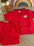 Conjunto 2 piezas rojo osito franjas