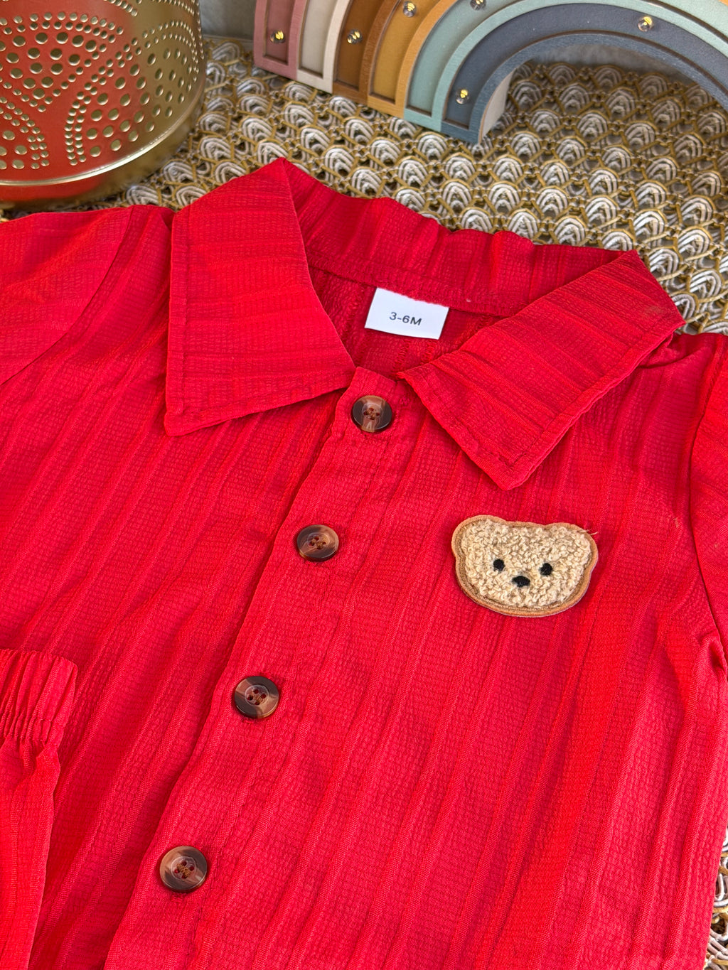 Conjunto 2 piezas rojo osito franjas