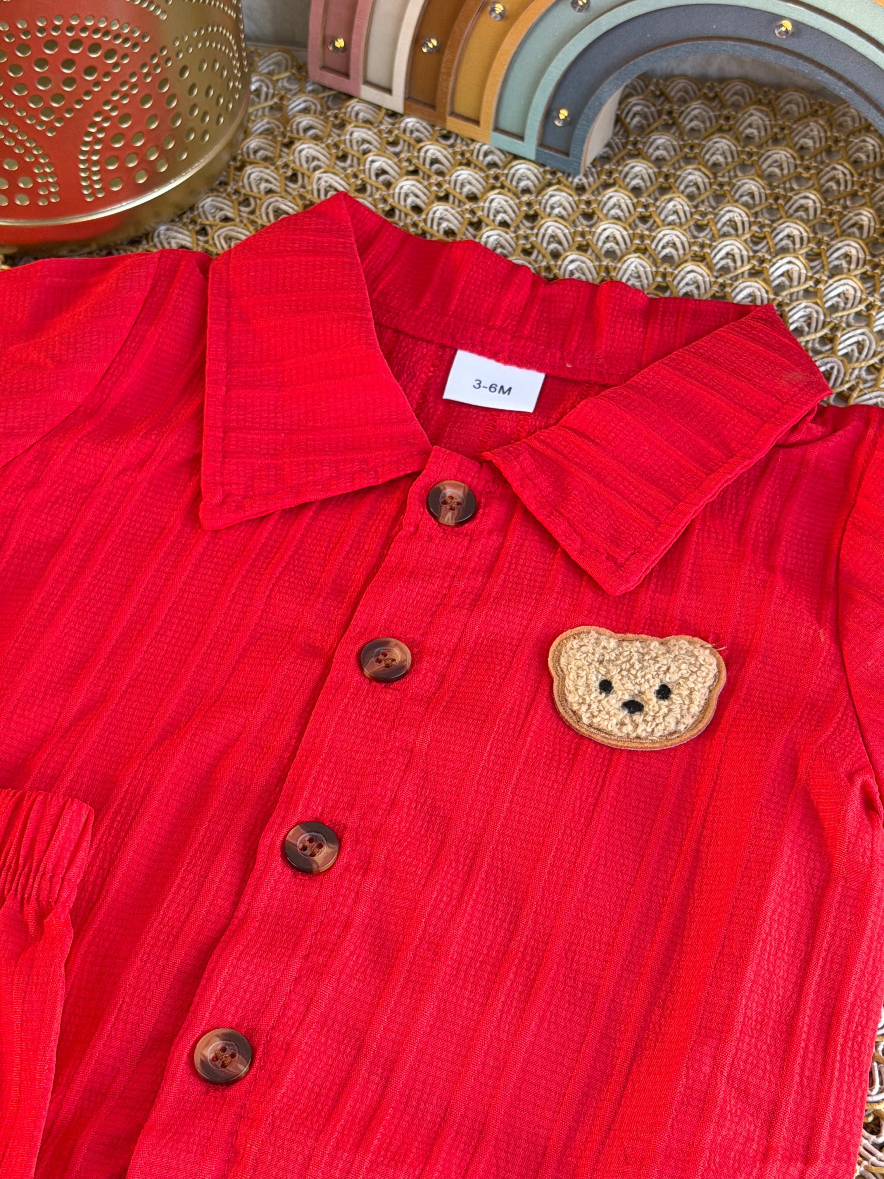 Conjunto 2 piezas rojo osito franjas