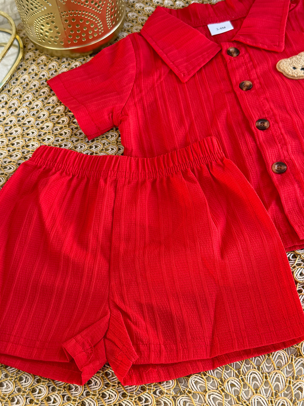 Conjunto 2 piezas rojo osito franjas