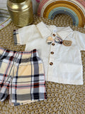 Conjunto 2 piezas crema osito a rayas